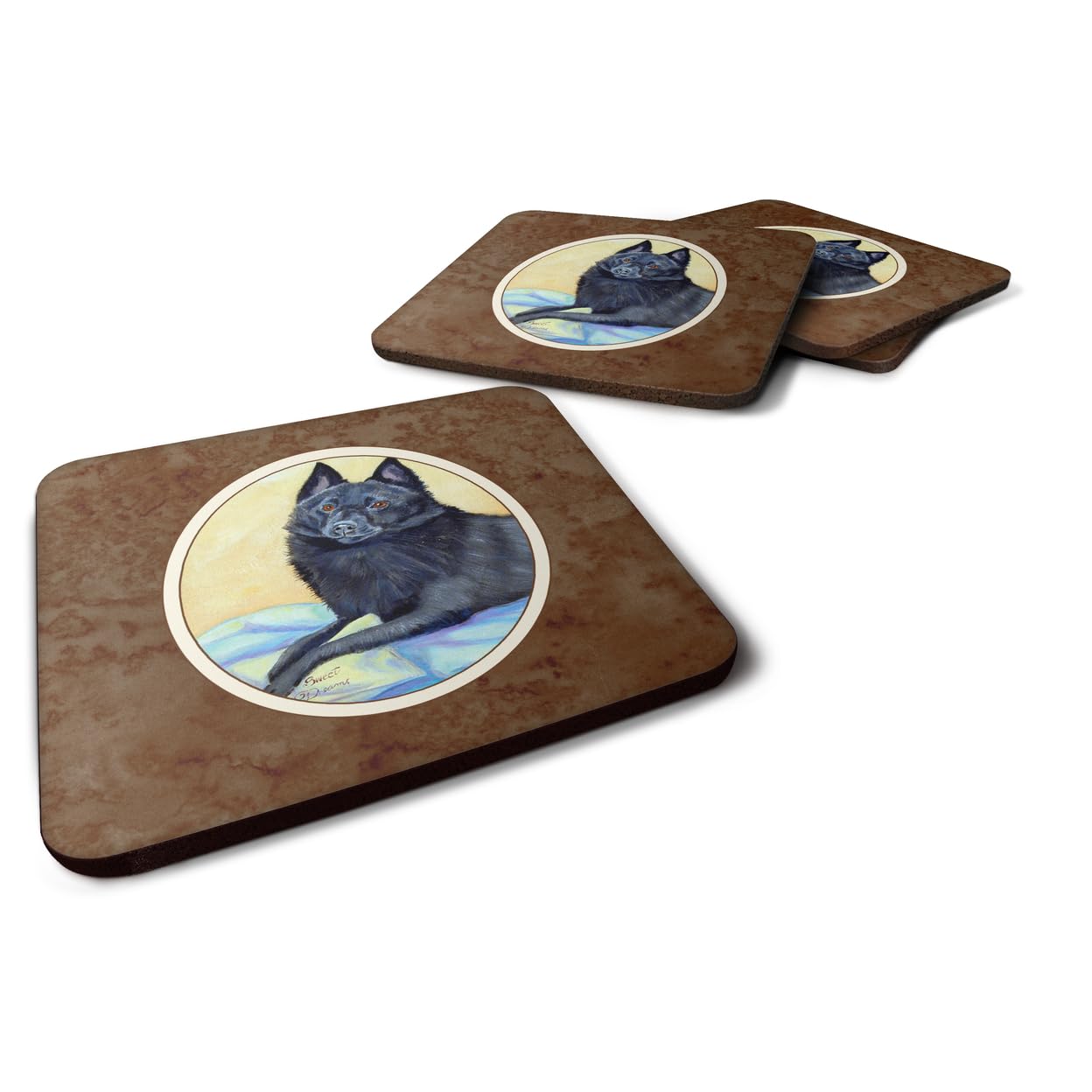 Carolines Treasures Schipperke Sweet Dreams Foam Coasters (Set of 4), 3.5, Multicolor