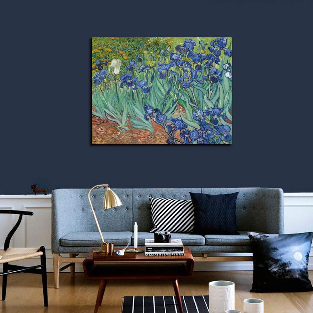 Wieco Art Irises Extra Large Modern Gallery Wrapped Floral Giclee Canvas Prints By Van Gogh Famous Flowers Oil Paintings Reprodu