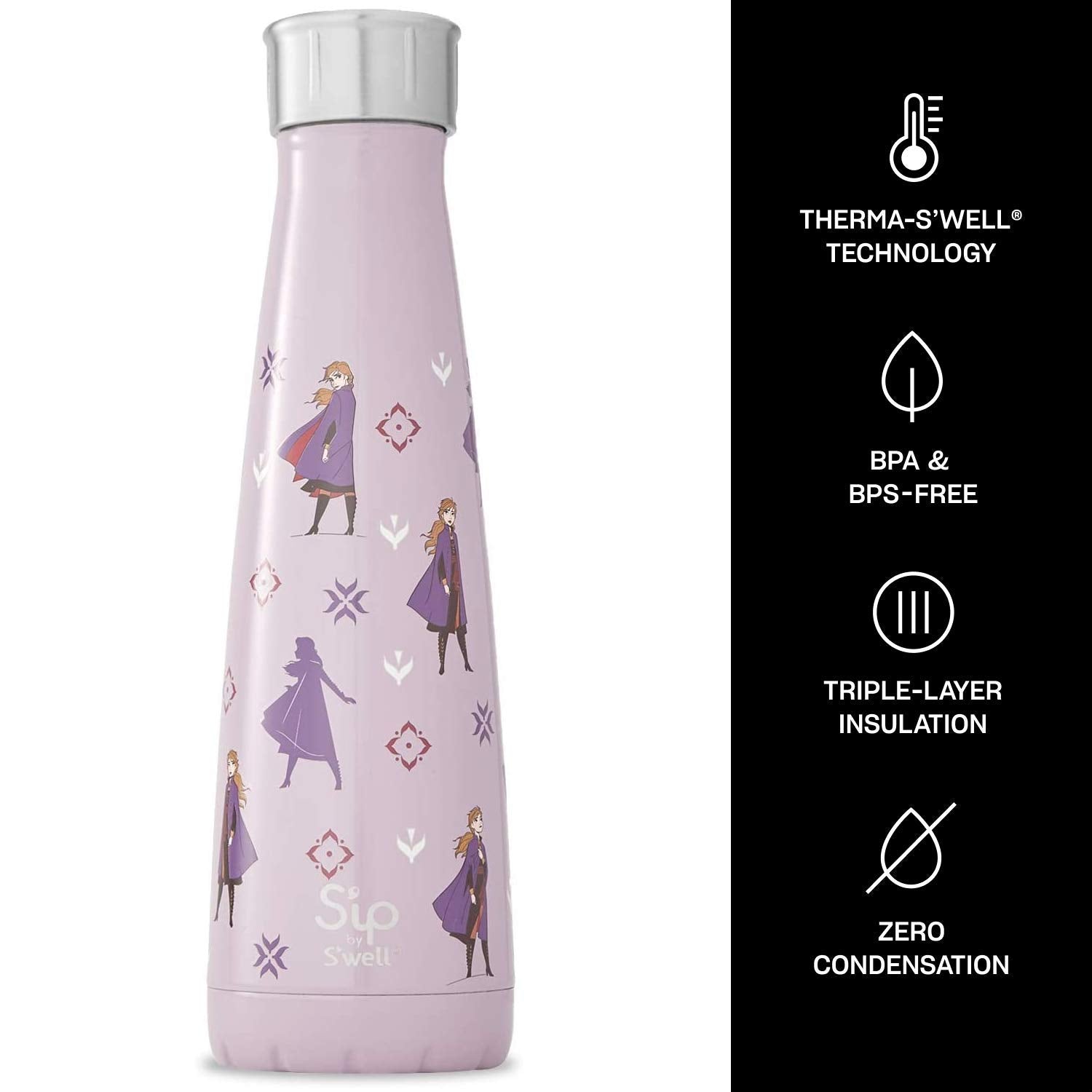 S'Ip By S'Well Stainless Steel Water Bottle - 15 Fl Oz - Burave Princess - Double-Layered Vacuum-Insulated Containers Keeps Drin
