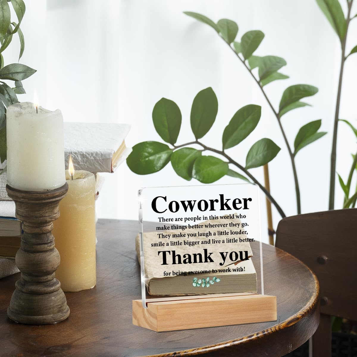 Thank You Gifts for Colleagues Coworkers Employee Work Besite, Appreciation Gifts for Colleagues Clear Desk Decorative Sign Offi