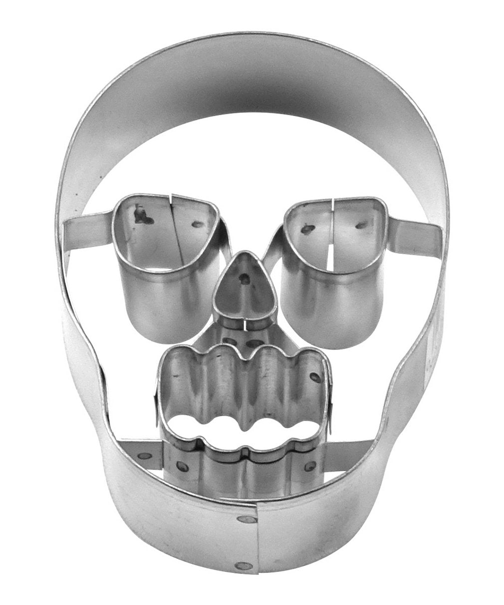 R&M International Skull 3.25'' Cookie Cutter With Cutouts, One Size, Silver