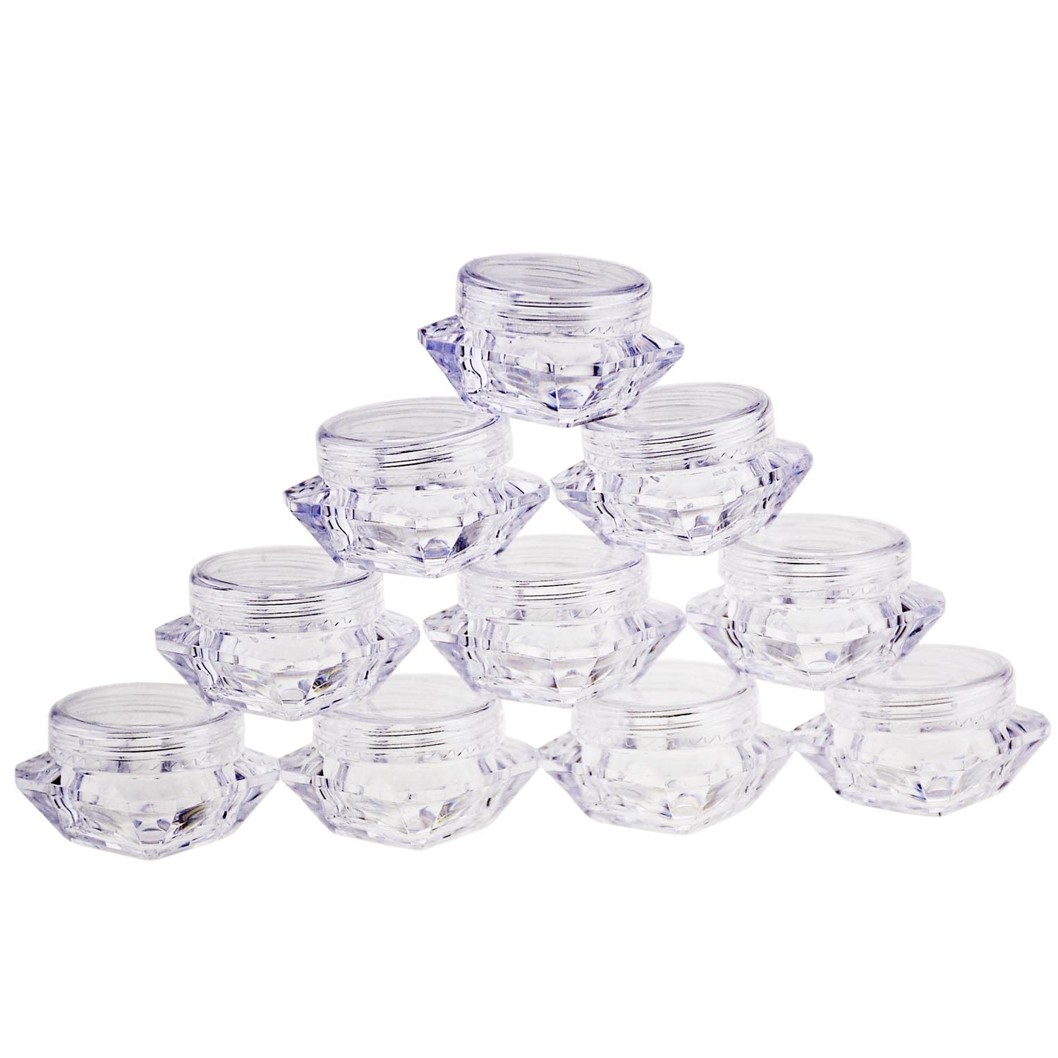 Wowlife 50Pcs 5 Gram/5 Ml Cosmetic Sample Empty Container Diamond Plastic Jars For Cream, Eye Shadow, Nails, Powder, Jewelry, Li