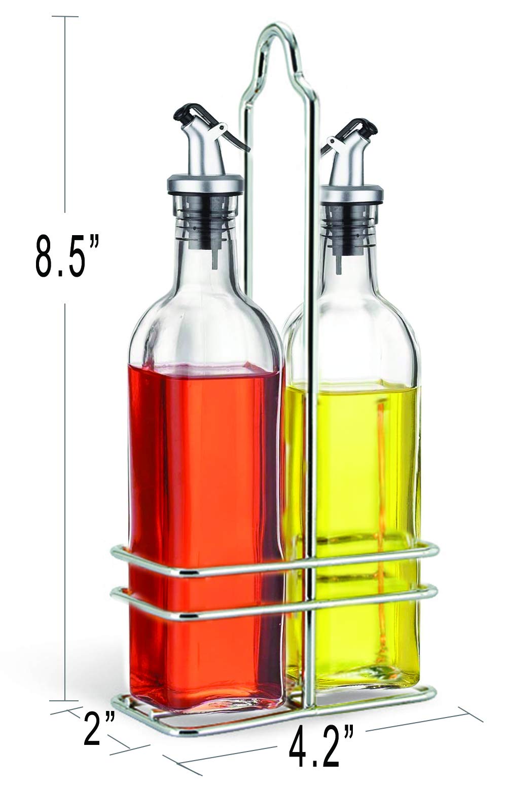 Cuisinox Oil And Vinegar Bottle Cruet Set With Wire Caddy