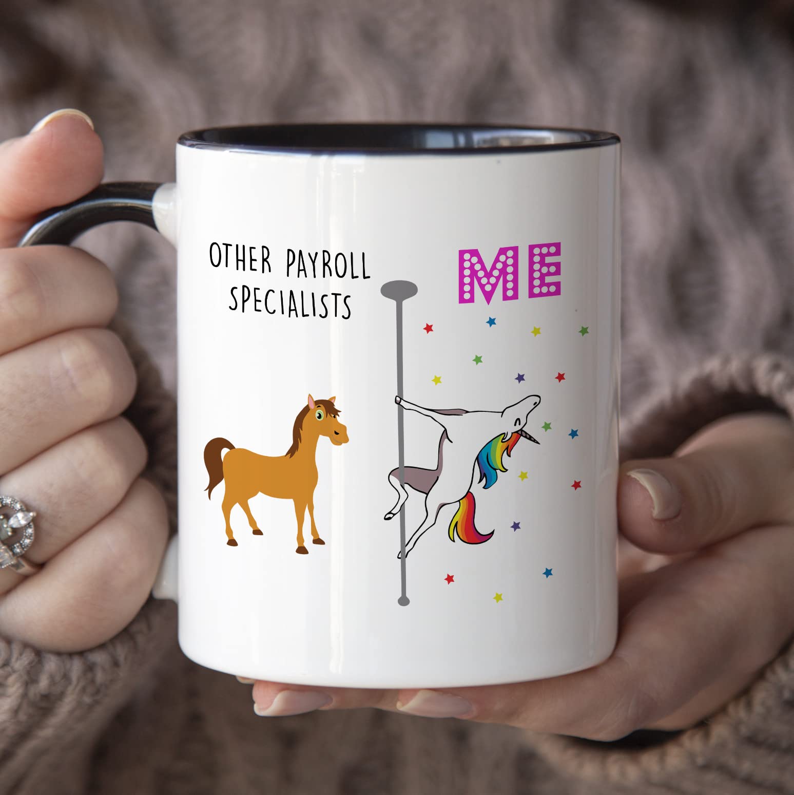 YouNique Designs Payroll Specialist Coffee Mug, 11 Ounces, White, Funny Unicorn Mug for a Payroll Clerk, National Payroll Week G