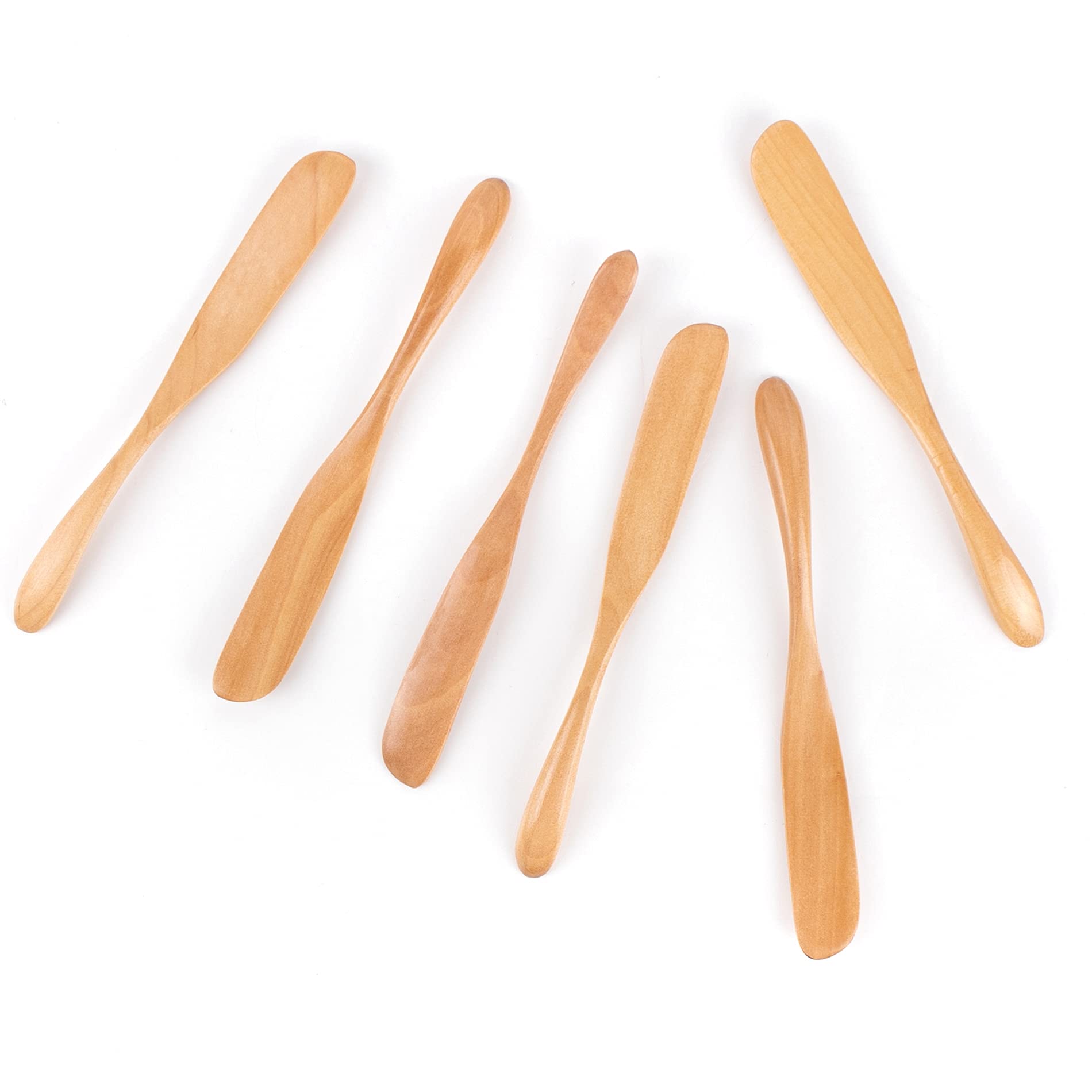 Framendino, 6 Pack Wooden Butter Spreaders Wood Cheese Peanut Jelly Jam Sandwich Cream Spreader Breakfast Dessert Condiment Spat