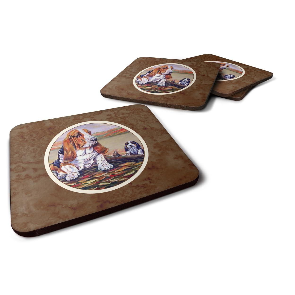 Carolines Treasures Basset Hound Foam Coasters (Set of 4), 3.5, Multicolor