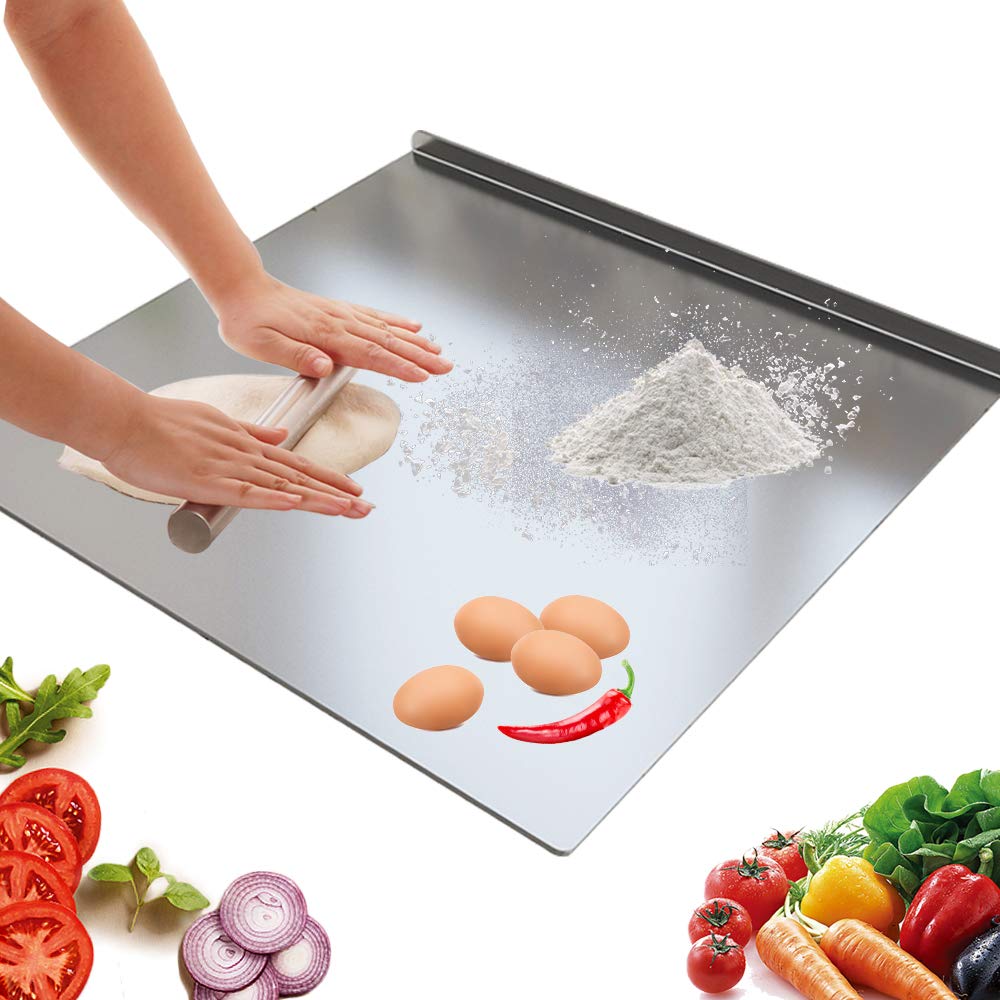 LandHope Large Cutting Board 304 Stainless Steel Cutting Board Metal Baking Mat Non Stick Thick Board Cutting Fruit Vegetable Me