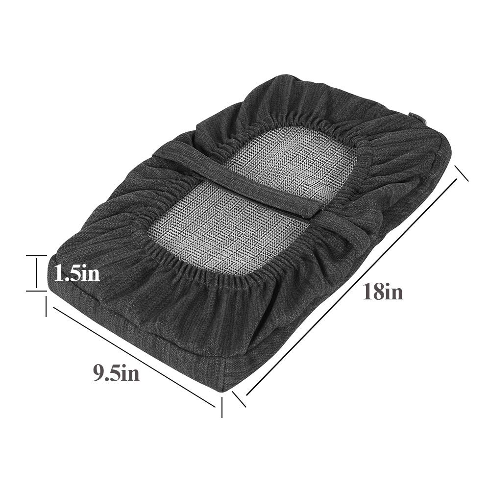 Baibu Stool Cushion Rectangular, Super Soft Bar Stool Cushion Saddle Stool Pad With Ties - 1 Pad Only (Gray-Black, 18X9.5X1.5In)