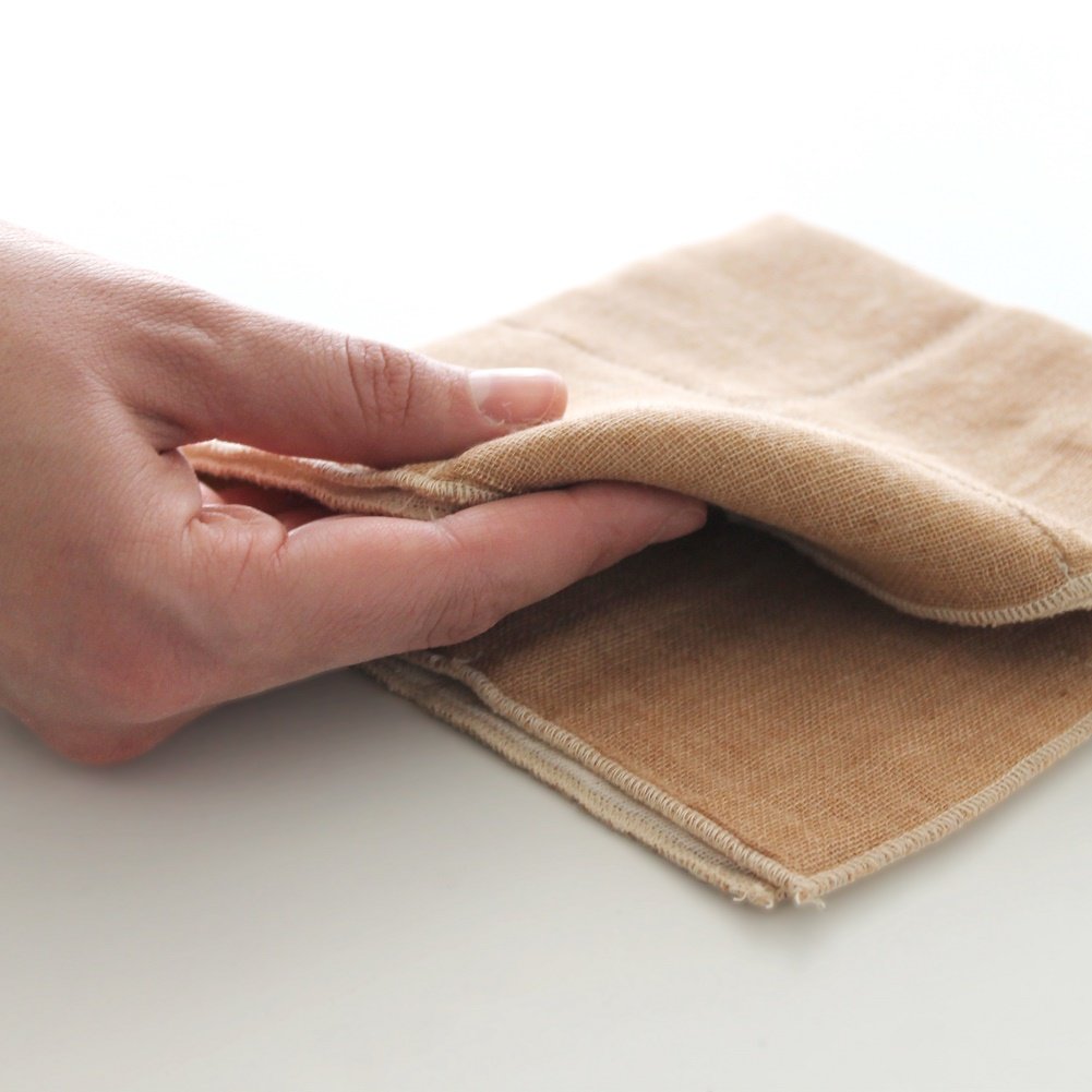 Ippinka Nawrap Organic Cotton Mini Towel, Made In Japan, Durable, Absorbent And Quick-Dry, 4 Ply, 10 X 10 In - Brown