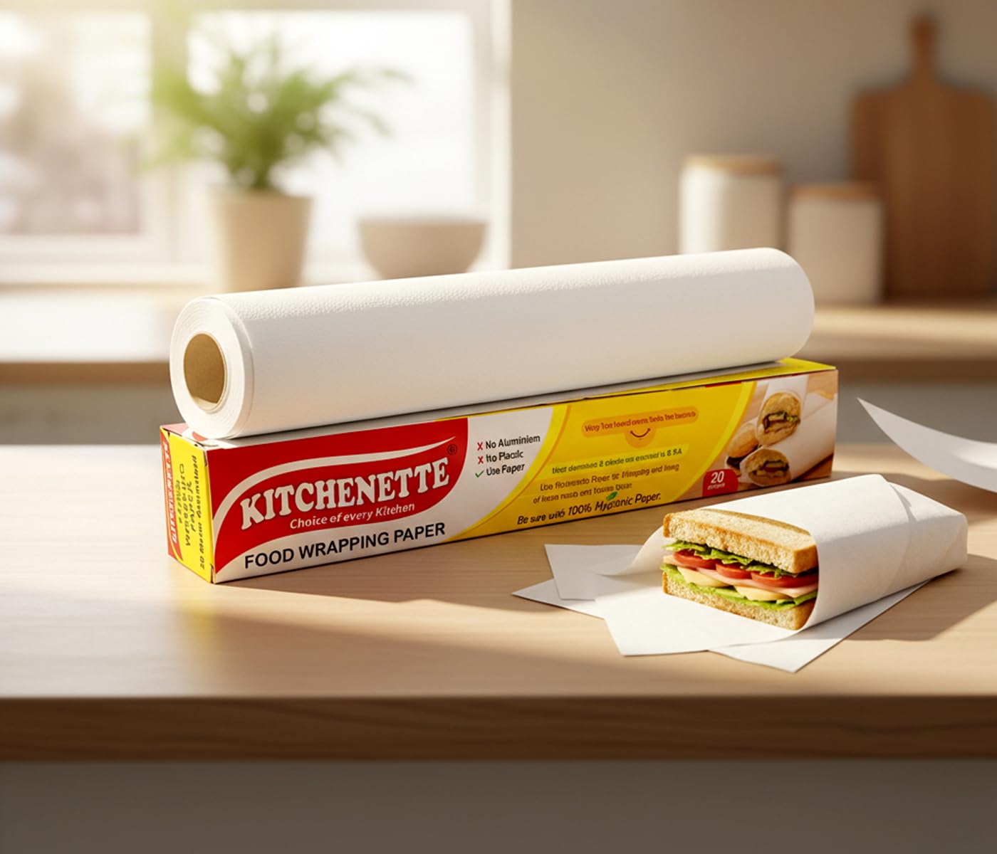 Kitchenette Butter Paper Roll 20 Mtr - Food Wrapping Paper For Home And Kitchen, Uniwrap Chapati Wrap, Roti Paperwrap, Tiffin An