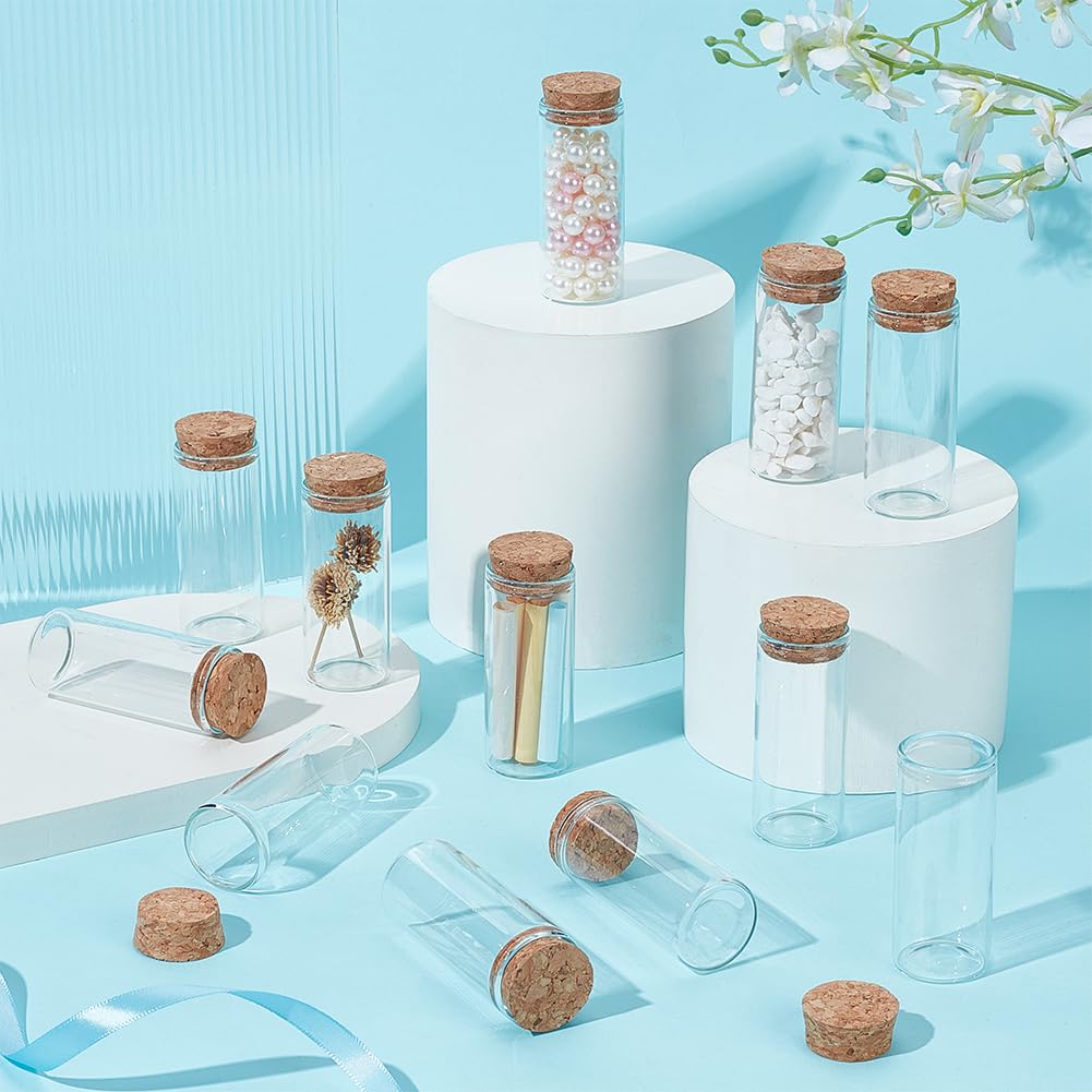 PH PandaHall 30ml Mini Glass Bottles with Cork 30pcs Small Glass Jars Wish Favor Bottles Clear Empty Bottles Message Bottle Spel
