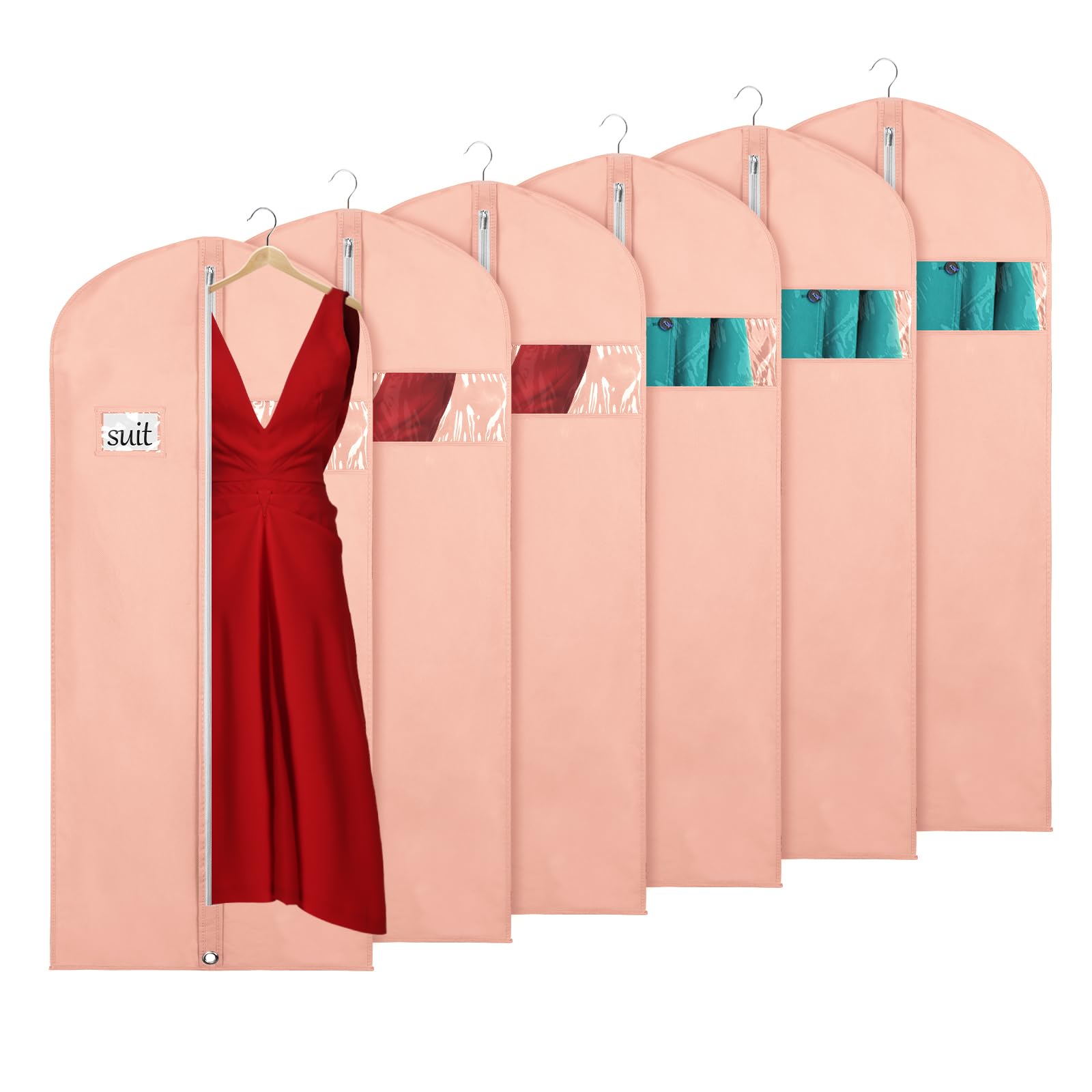 Keegh Garment Bags For Hanging Clothes 60'' (Set Of 6) Dress Garment Bags For Storage Suit Bags For Closet With Zipper And Eye-H