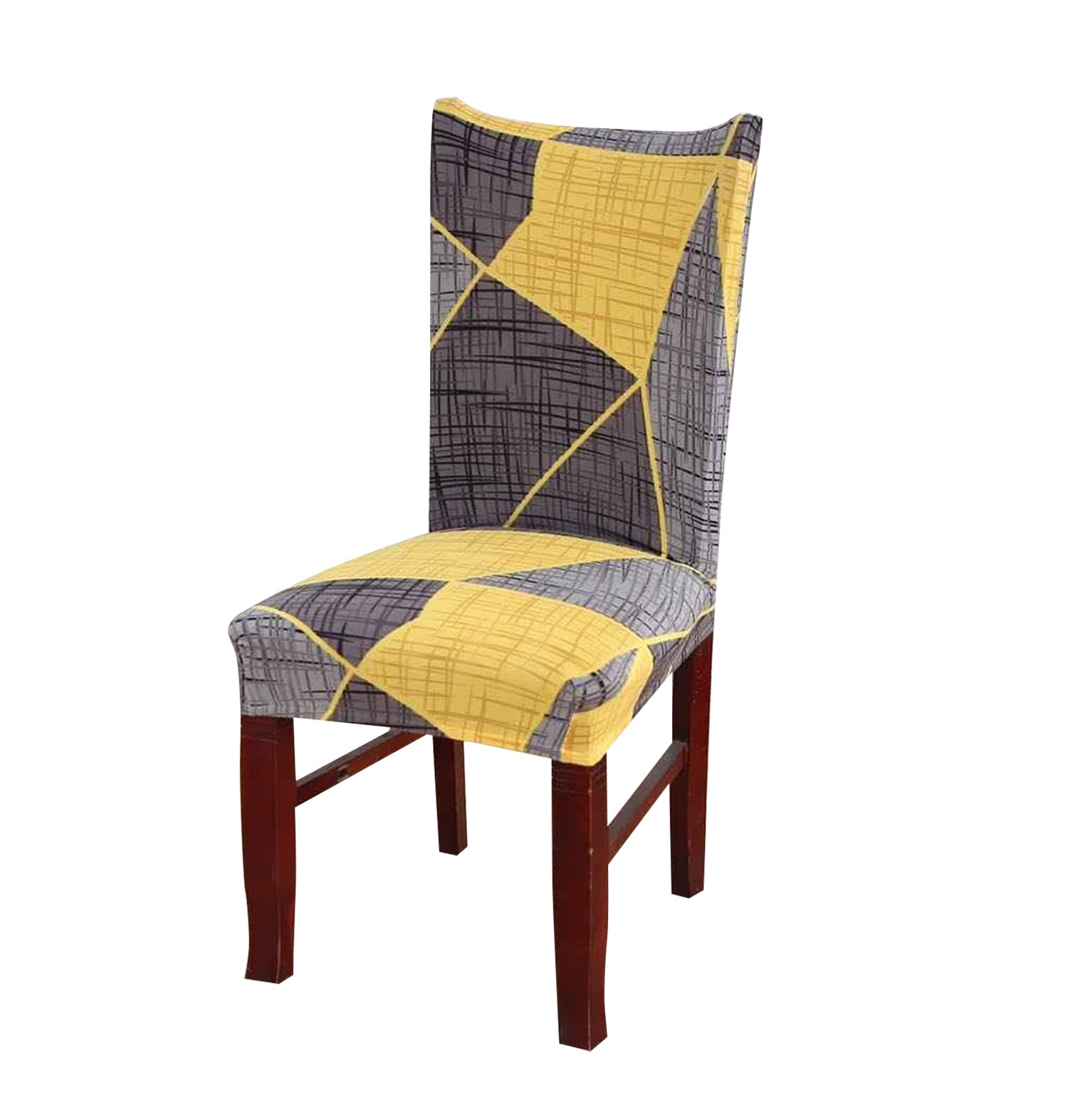 House Of Quirk Elastic Chair Cover Stretch Removable Washable Short Dining Chair Cover Protector Seat Slipcover (Pack Of 1, Yell