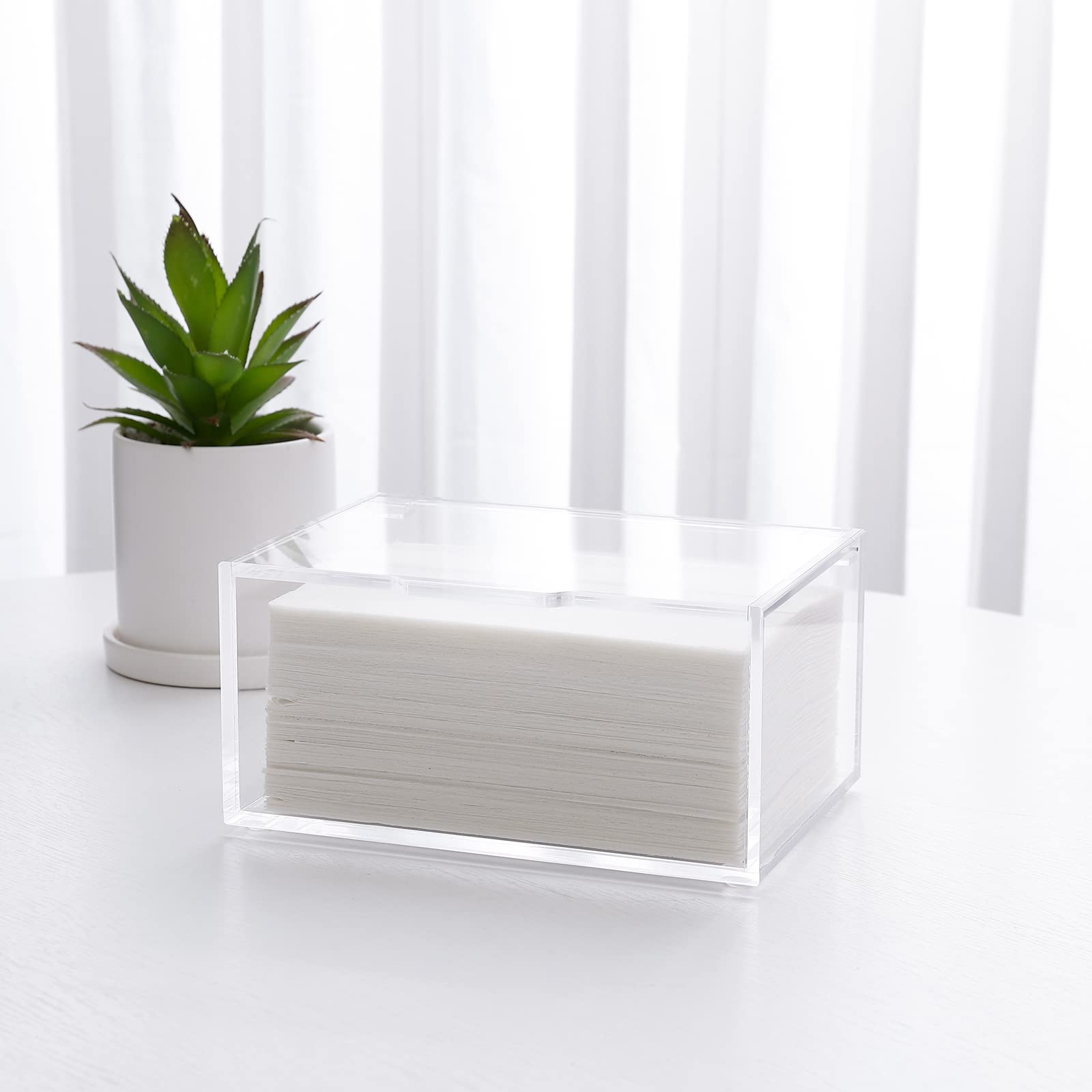 Rejomiik Acrylic Dryer Sheet Holder Clear Dryer Sheet Dispenser Container Box With Lid And Anti Scratch Film For Laundry Room Fa