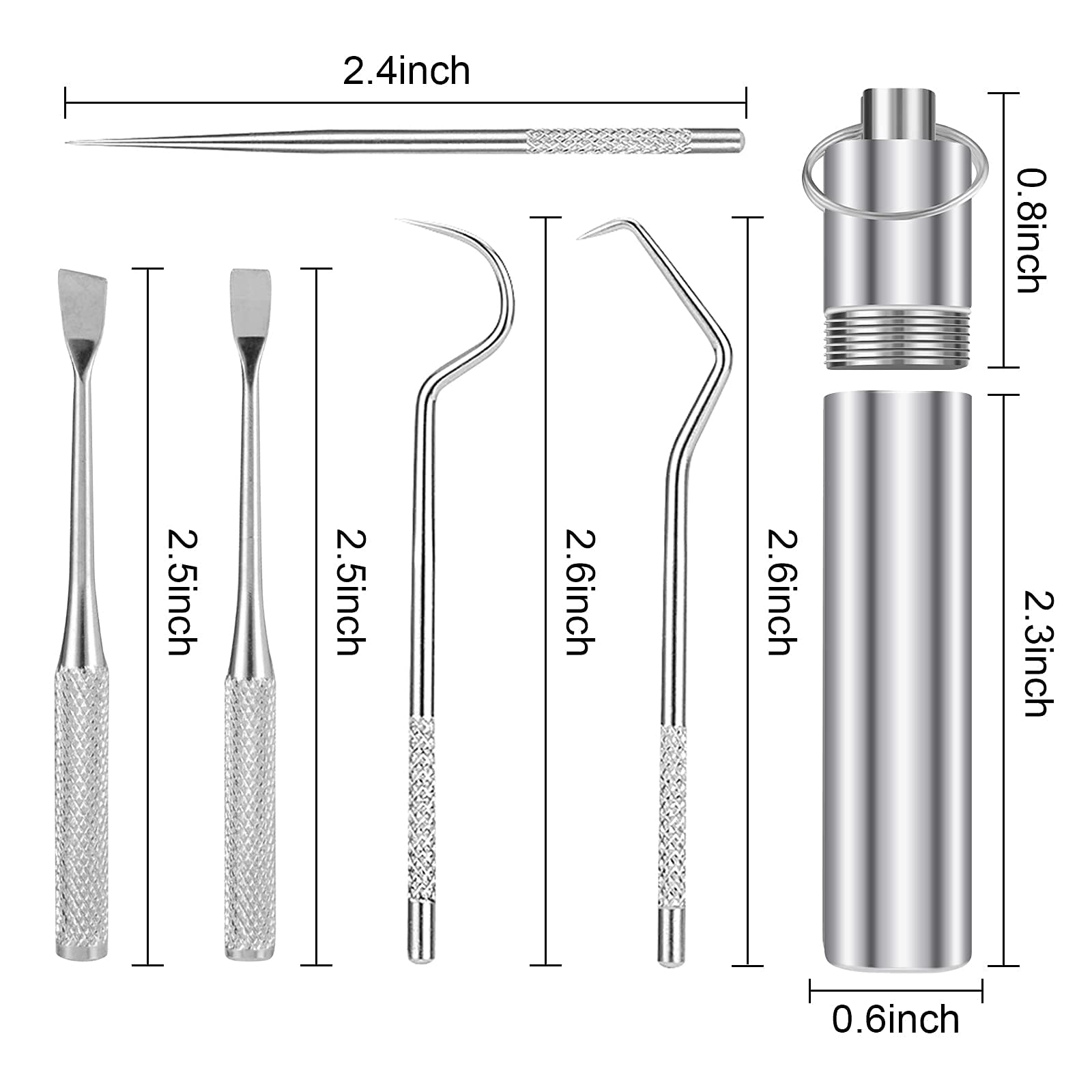 5 Pieces 2 Set Portable Metal Toothpicks,Pocket Titanium Toothpick Stainless Steel Toothpick Reusable Toothpicks Holder For Outd