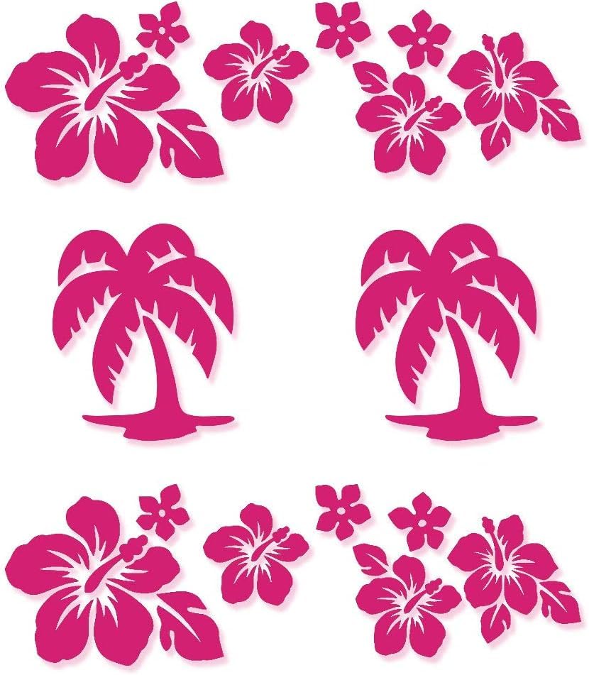 Tropical Hawaiian Palm Tree And Flower Pattern Kitchen Stand Mixer Front & Back Decal Set - White