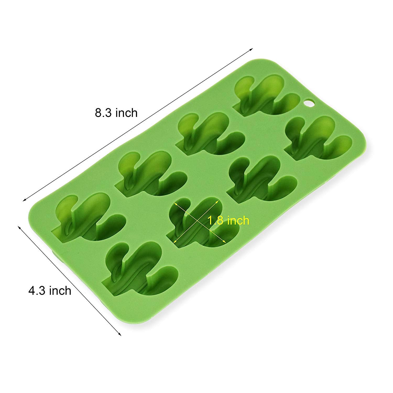 Fewo 8-Cavity Cactus Ice Cube Tray, Cacti Silicone Mold For Chocolate, Candy, Cookie, Fondant, Gummy, Jello, Baking, Candle, Cup