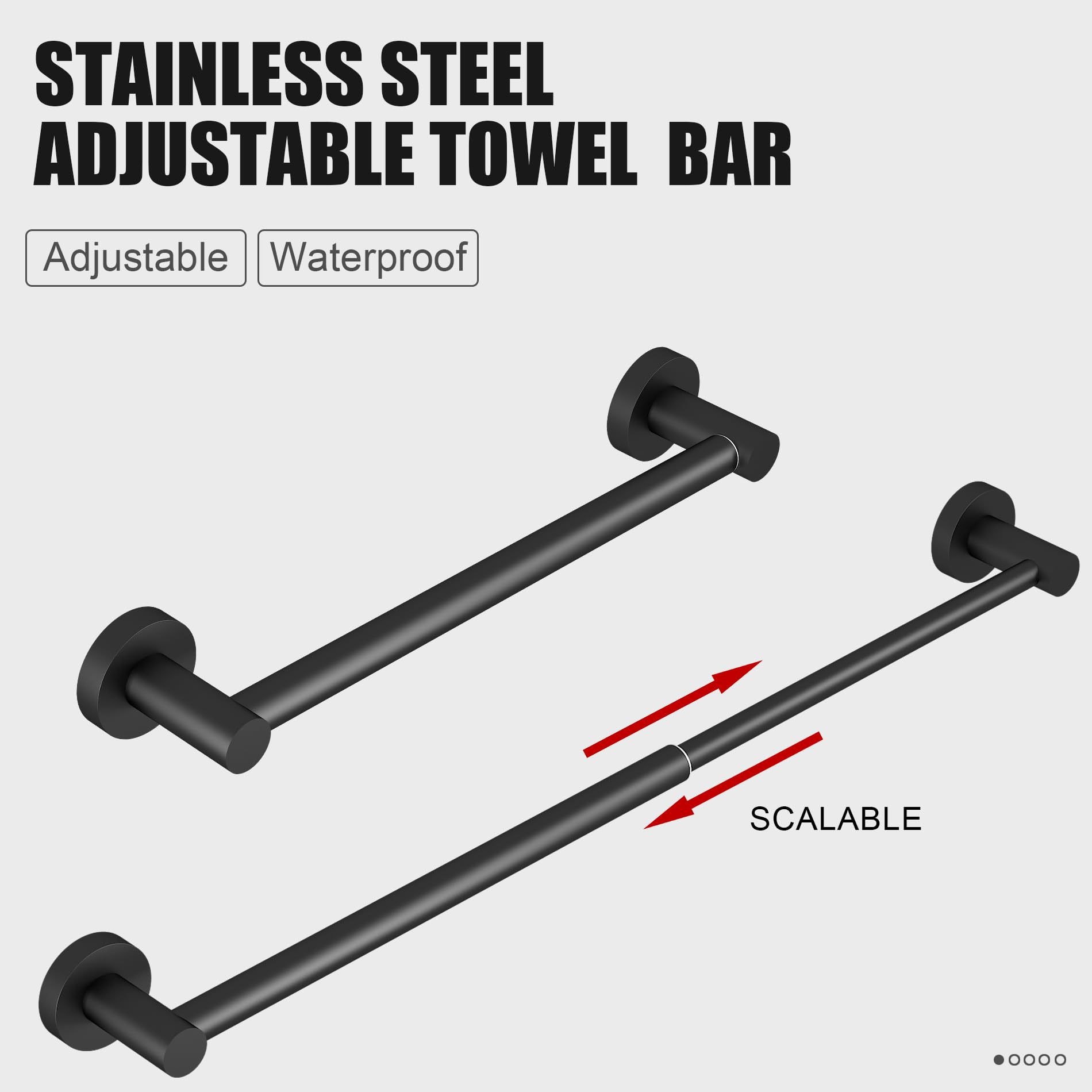 Honmein Towel Bar - Adjustable 304 Stainless Steel Towel Holder For Bathroom (11.8Inch-22.6Inch) Sturdy And Rustproof Wall Mount