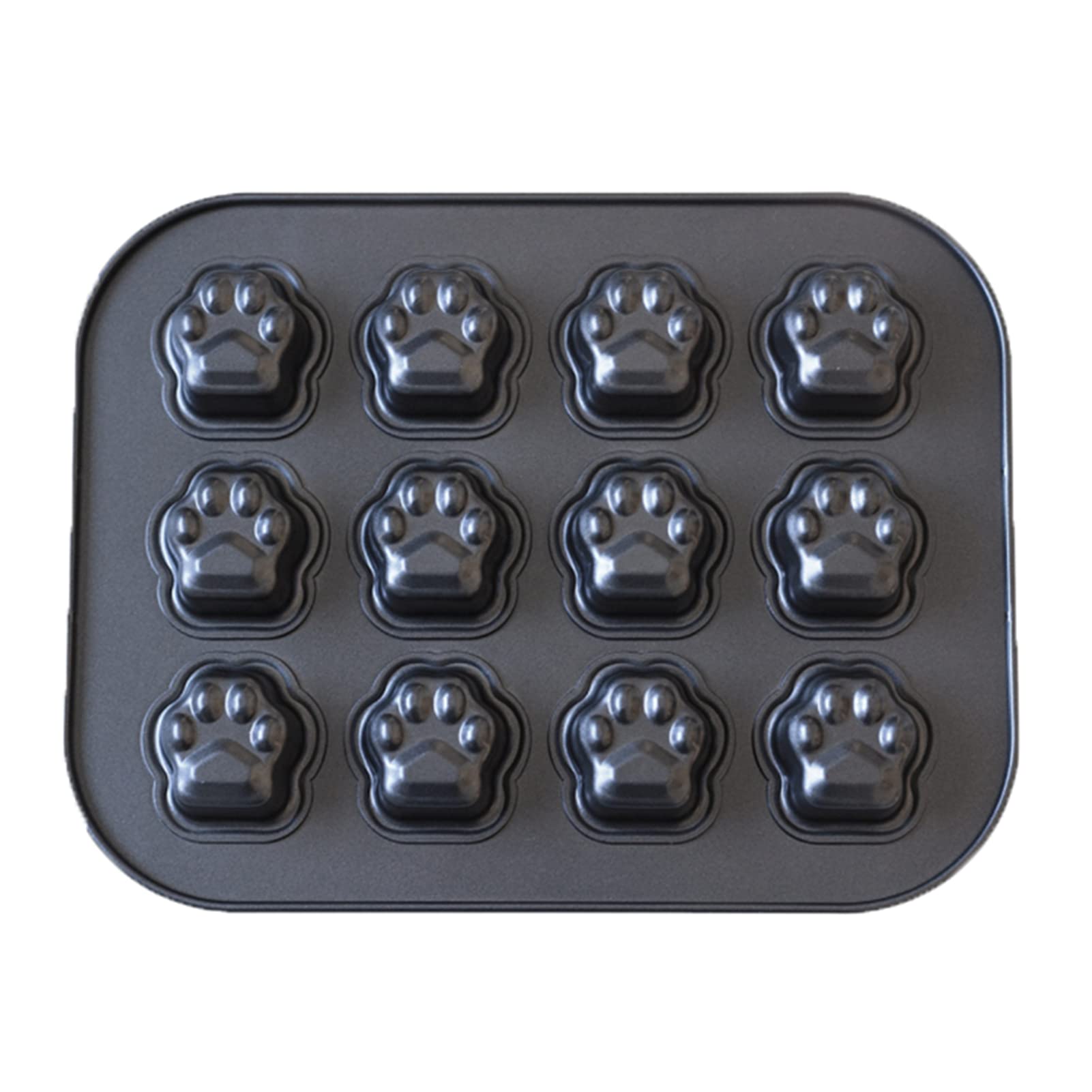 Elesinsoz 12 Cup Mini Dog Cat Paw Print Shaped Madeleine Baking Pan Nonstick Frozen Puppy Treat Cookie Biscuit Cupcake Muffin Ca
