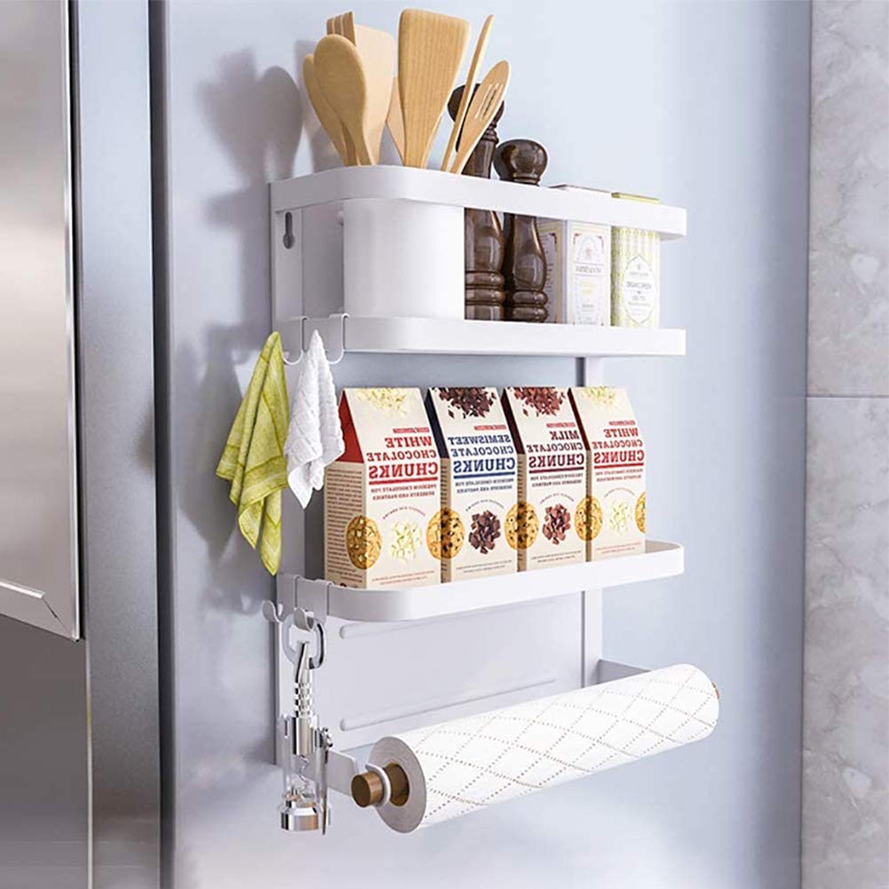 Dr.BeTree Magnetic Paper Towel Holder,Magnetic Spice Rack Magnetic Spice Rack for Refrigerator Magnetic Shelf Fridge Magnet Orga