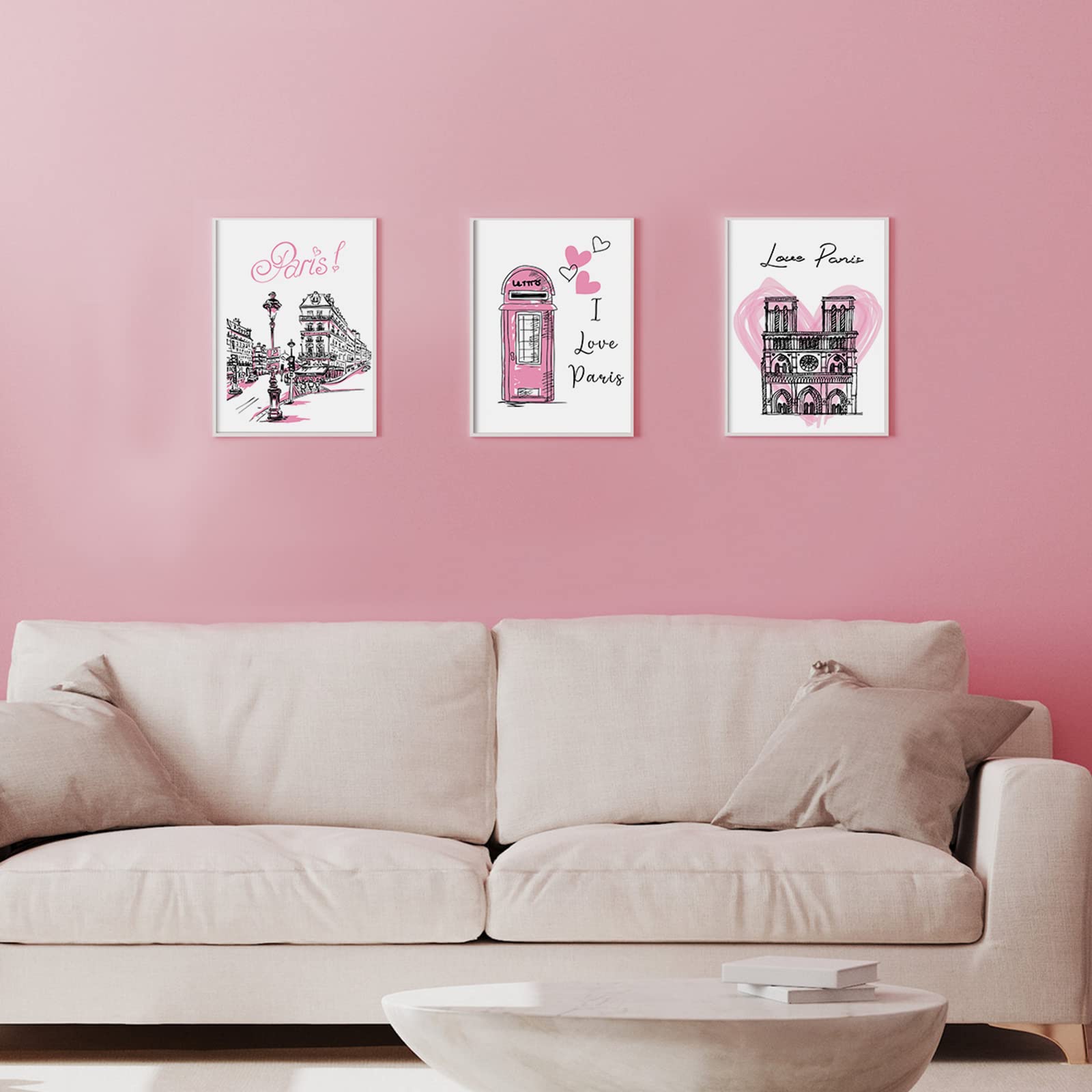 Spakon 9 Pieces Paris Bathroom Decor Paris Theme Wall Art Room Decor Romantic Pink Eiffel Tower Wall Art Bedroom Pictures