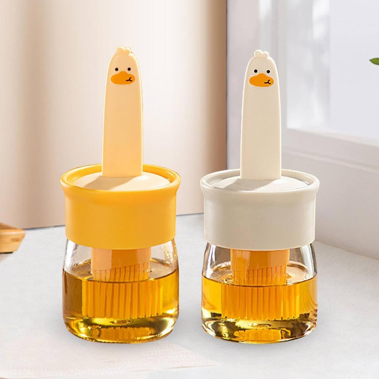 Snika 2 In 1 Oil Dispenser Bottle With Silicone Basting Brush For Cooking Vinegar Sauce Bbq Grill Frying Baking,Air Fryer,Glass 