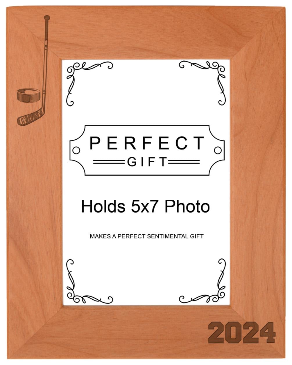 Personalized Gifts Sports Frame 5x7 Hockey Frame 2024 Hockey Photo Frame Wood Engraved 5x7 Portrait Picture Frame
