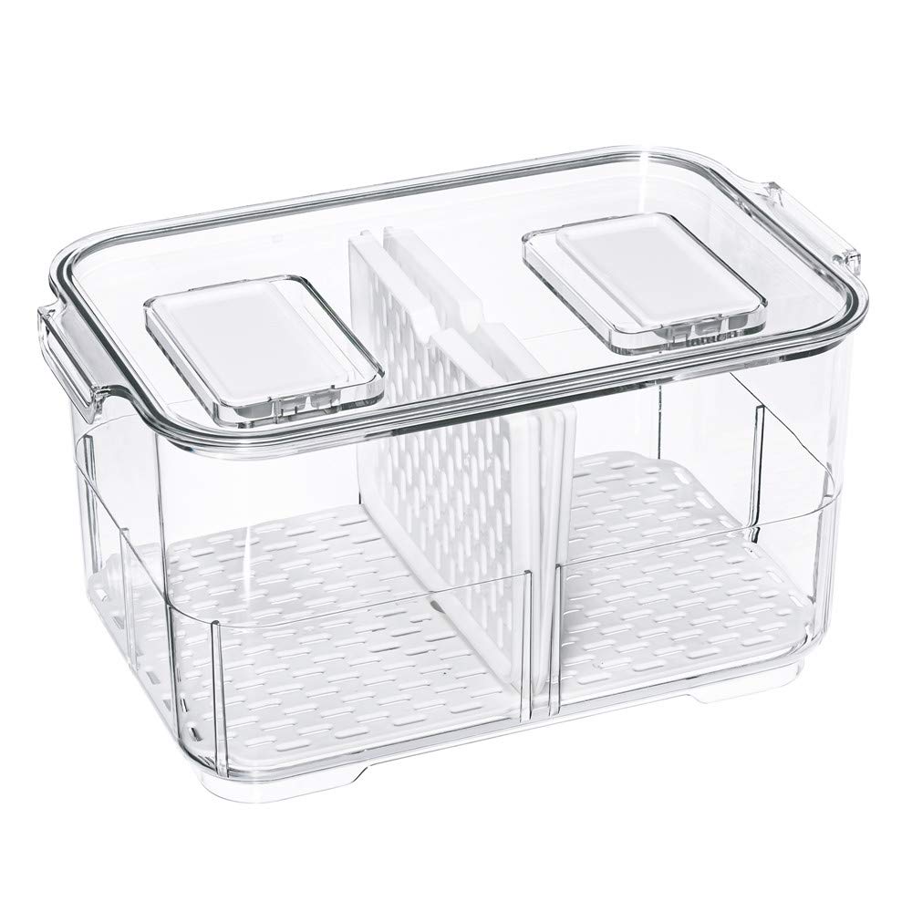 SANNO Fridge Food Storage Containers Produce Saver FreshWorks Produce Food Storage Container Bin Stackable Refrigerator Kitchen 