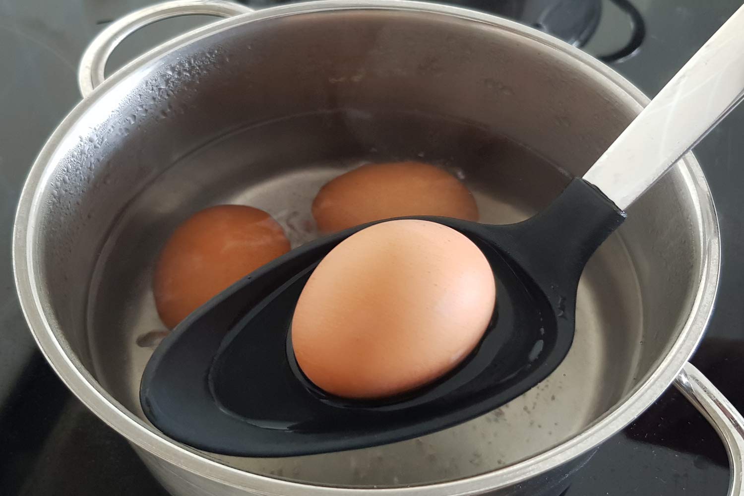 Daily Kitchen Solid Cooking Spoon Heat Resistant Silicone And Stainless Steel Metal - Best Serving Spoon With Rubber Grip - Flex