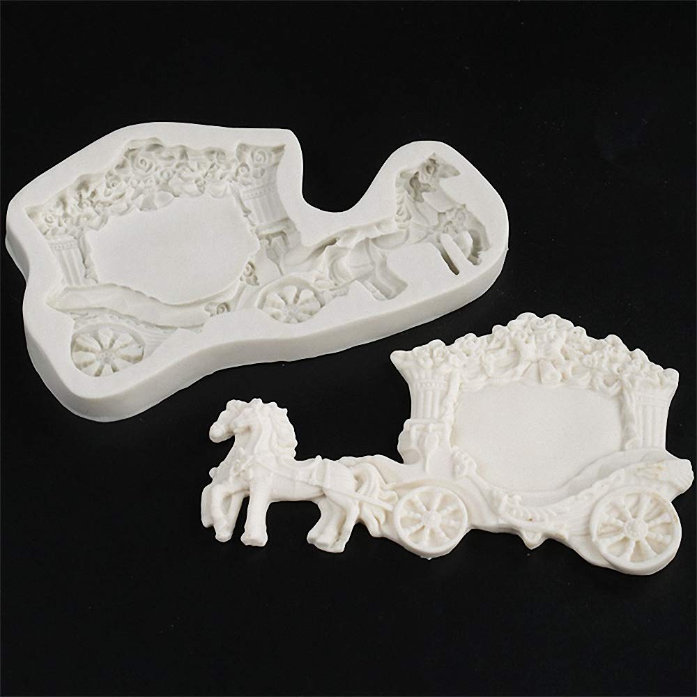 Horse Carriage Silicone Fondant Mold Romantic Sugarcraft Wedding Cake Decorating Gum Paste Tools Candy Chocolate Polymer Clay Mo