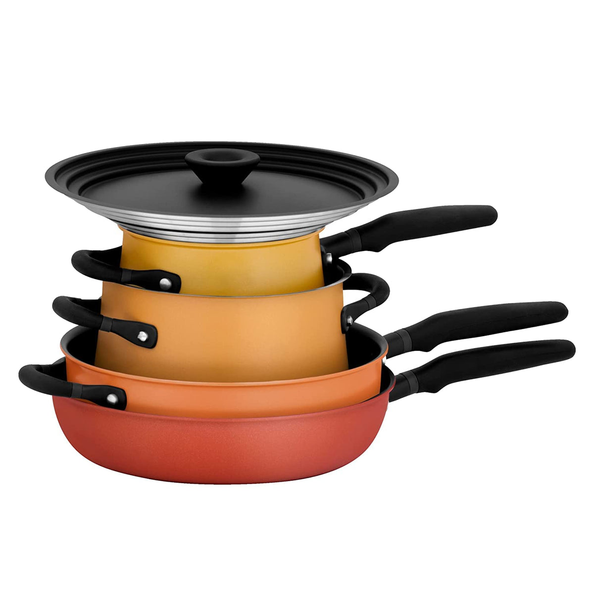 Meyer Accent Series Nonstick and Stainless Steel Pots and Pans/Cookware Essentials Set, 6 Piece, Spark Edition
