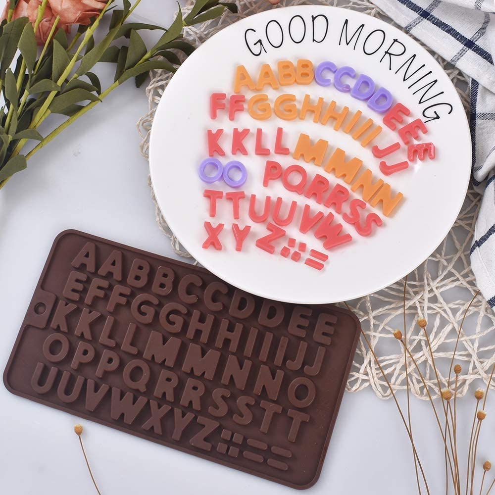 Bamutu Letter Silicone Chocolate Molds Silicone Alphabet Mould 2Pcs Non-Stick Fondant Molds Perfect For Cake Decoration,Birthday