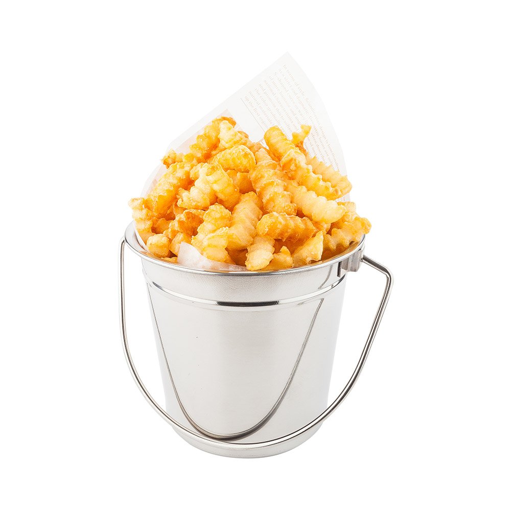 Restaurantware 28 Ounce Metal Bucket 1 Round Silver Pail - With Handle Food Safe Silver Stainless Steel Large Metal Bucket Smoot