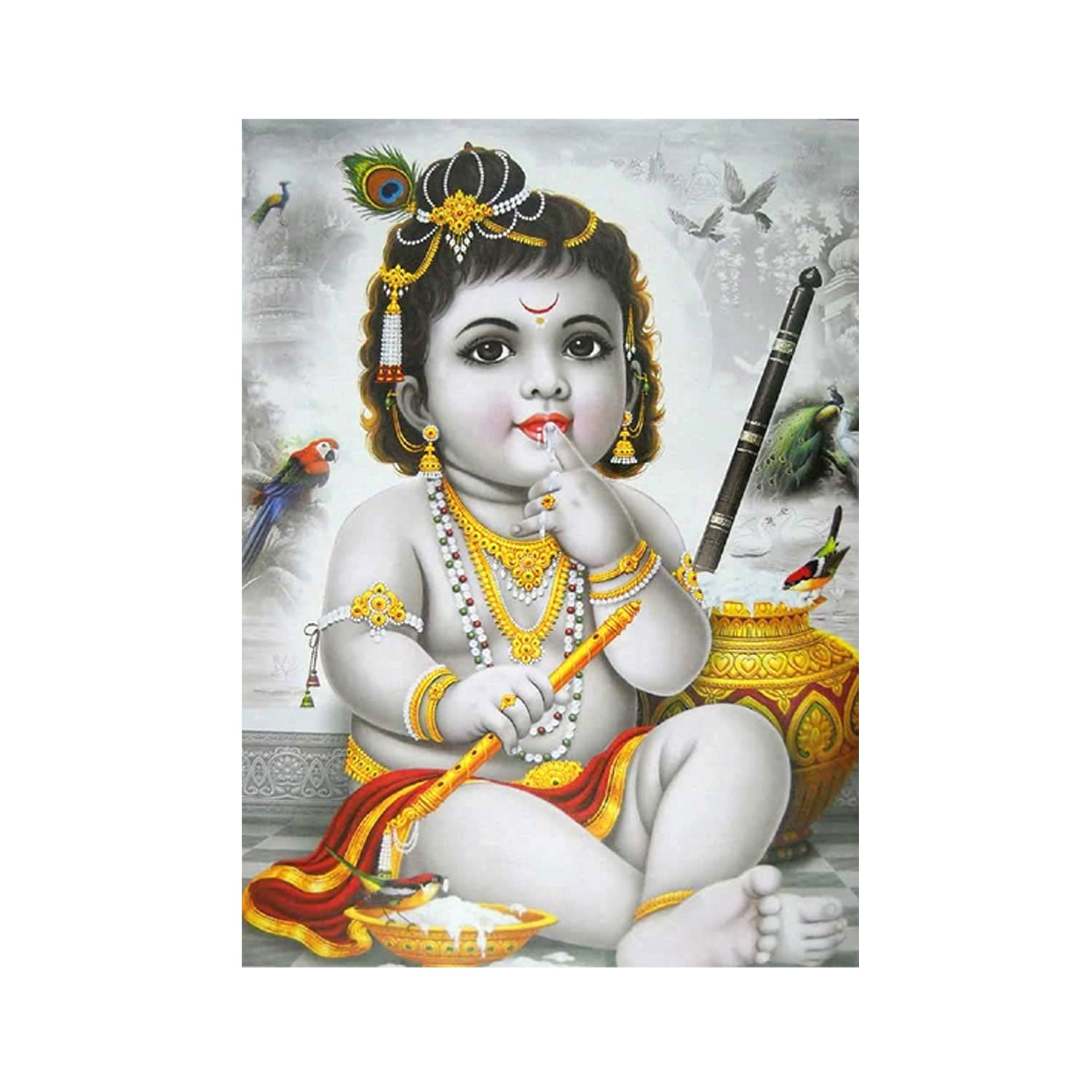 Kartmen Lord Baby Krishna Hd Poster For Room Decor (12X18-Inch, 350 Gsm Thick Paper, Gloss Laminated, Multicolour)