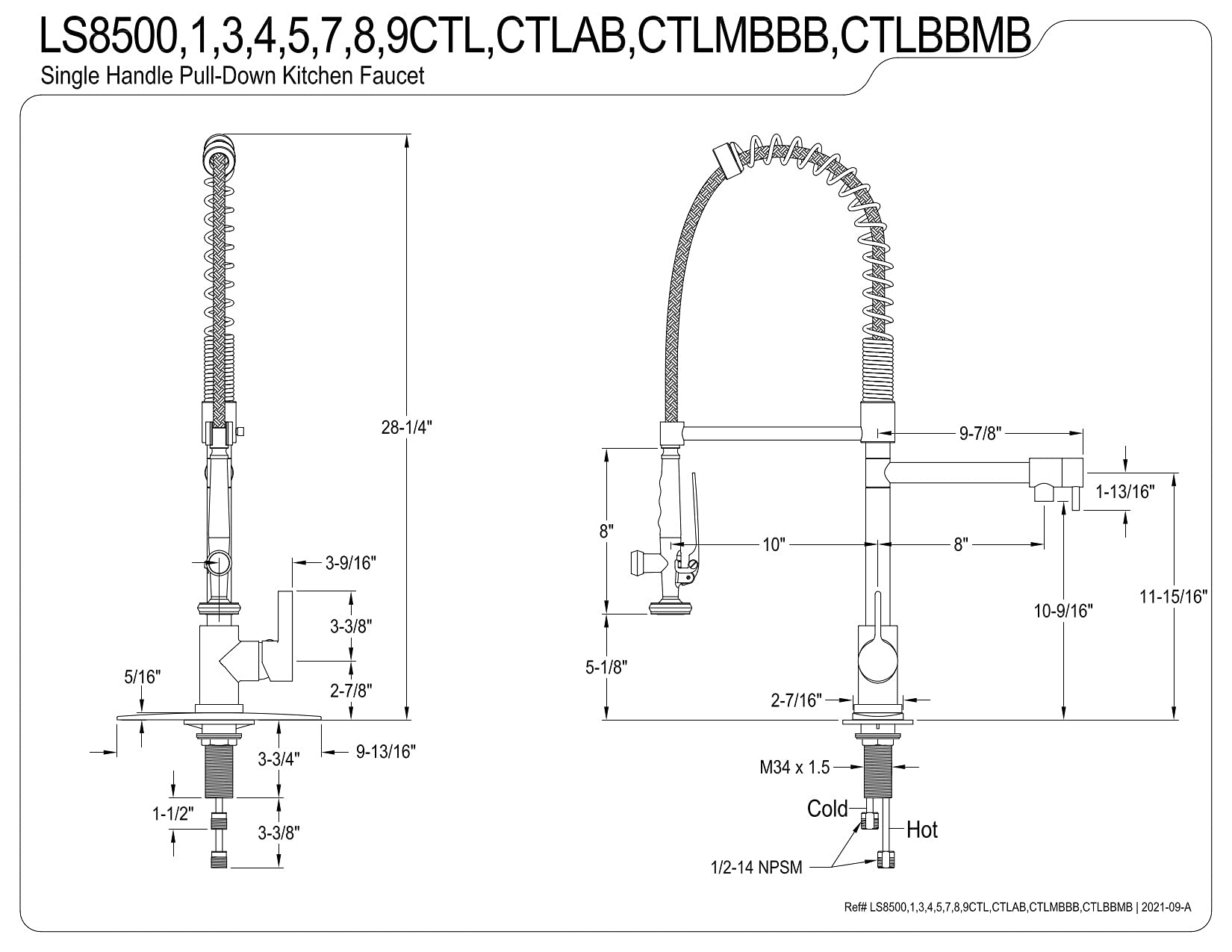 Gourmetier LS8503CTL Continental Single-Handle Pre-Rinse Kitchen Faucet  Brushed Brass