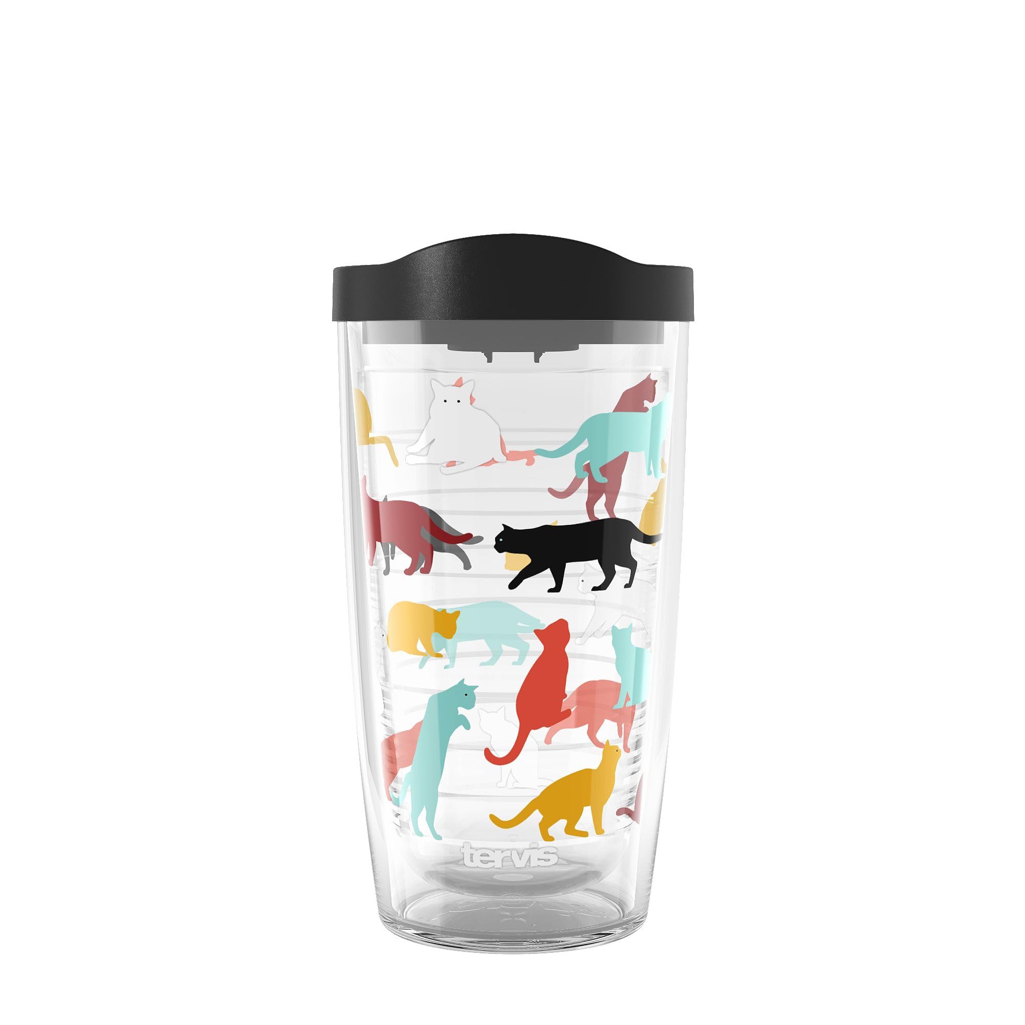 Tervis Pet Love Made in USA Double Walled Insulated Tumbler Travel Cup Keeps Drinks Cold & Hot, 16oz, Cat Pounce Love