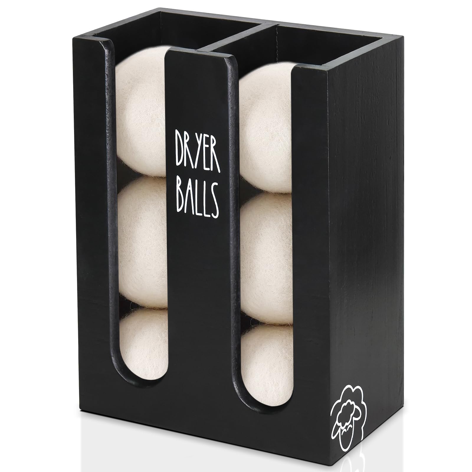 Ukonvi Magnetic Dryer Ball Holder For Laundry Room Organization, Wood Dryer Ball Container Wall Mount, Dryer Balls Organizer For