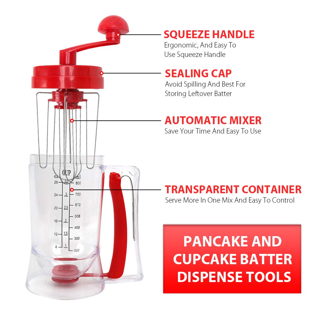 Iebiyo Batter Dispenser,3 In 1 Automatic Pancake&Cupcake Batter Dispenser With Cake Mould,Bpa-Free Food-Grade Dispenser For Panc