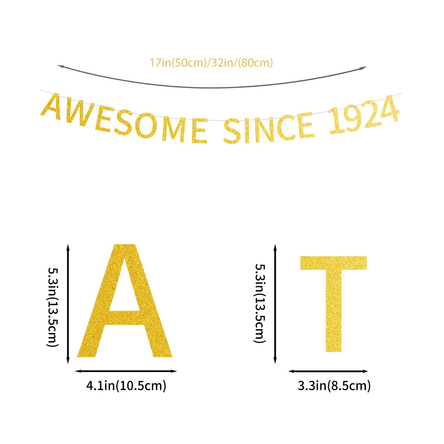 Awesome Since 1980 Pre-Strung Gold Glittery 44Th Birthday Banner 44 Forty Four Year Old Birthday Party Decorations For Men Women