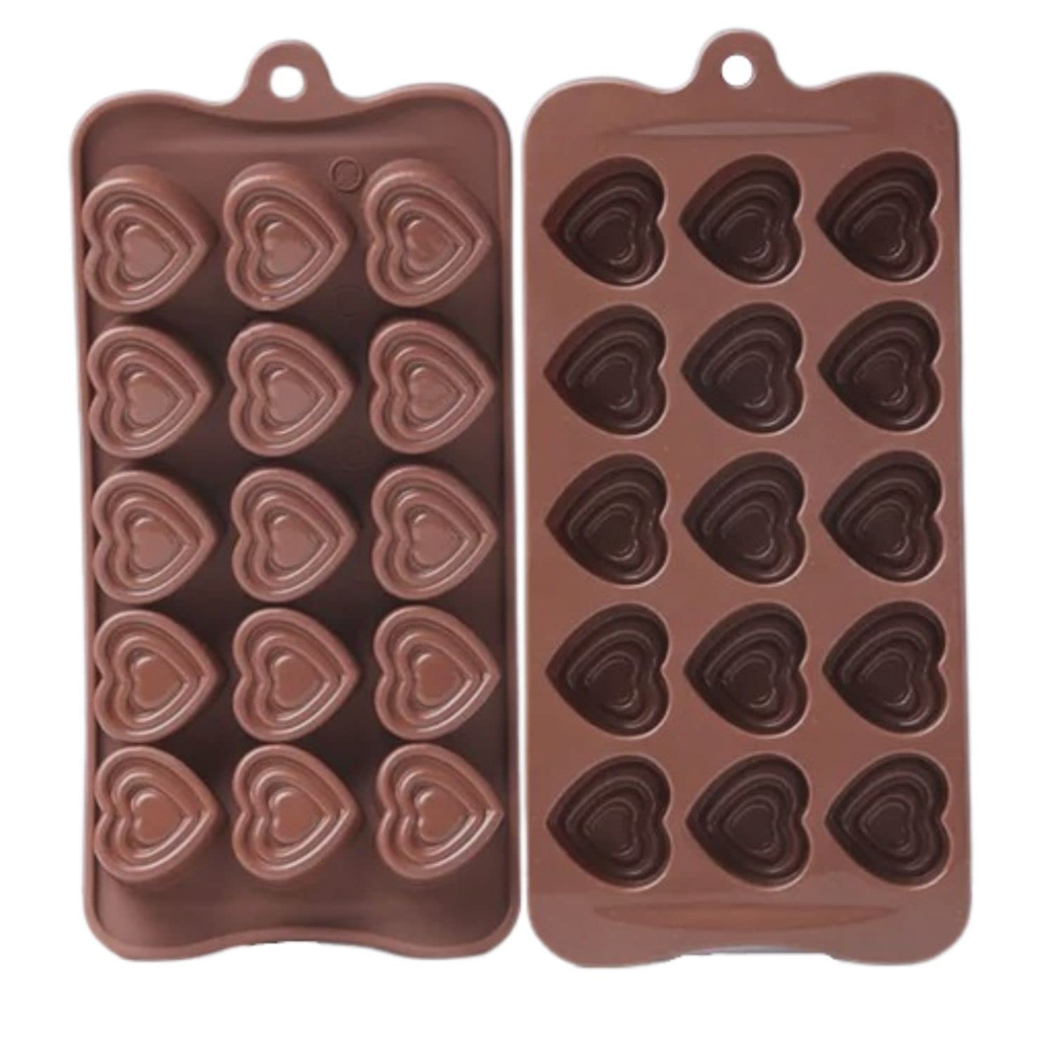 Crethinkaty Valentines Chocolate Moulds - 1 Pack 15-Cavity Heart Silicone Chocolate Moulds Chocolate Making Molds Silicone Candy