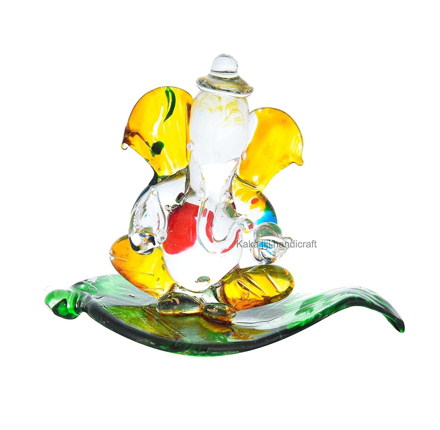 Craft Radhika Crystal Lord Ganesha Statue For Car Dashboard Idols I Home Temple Decoration Items I Ganesh Ji Murti Gift (Green)