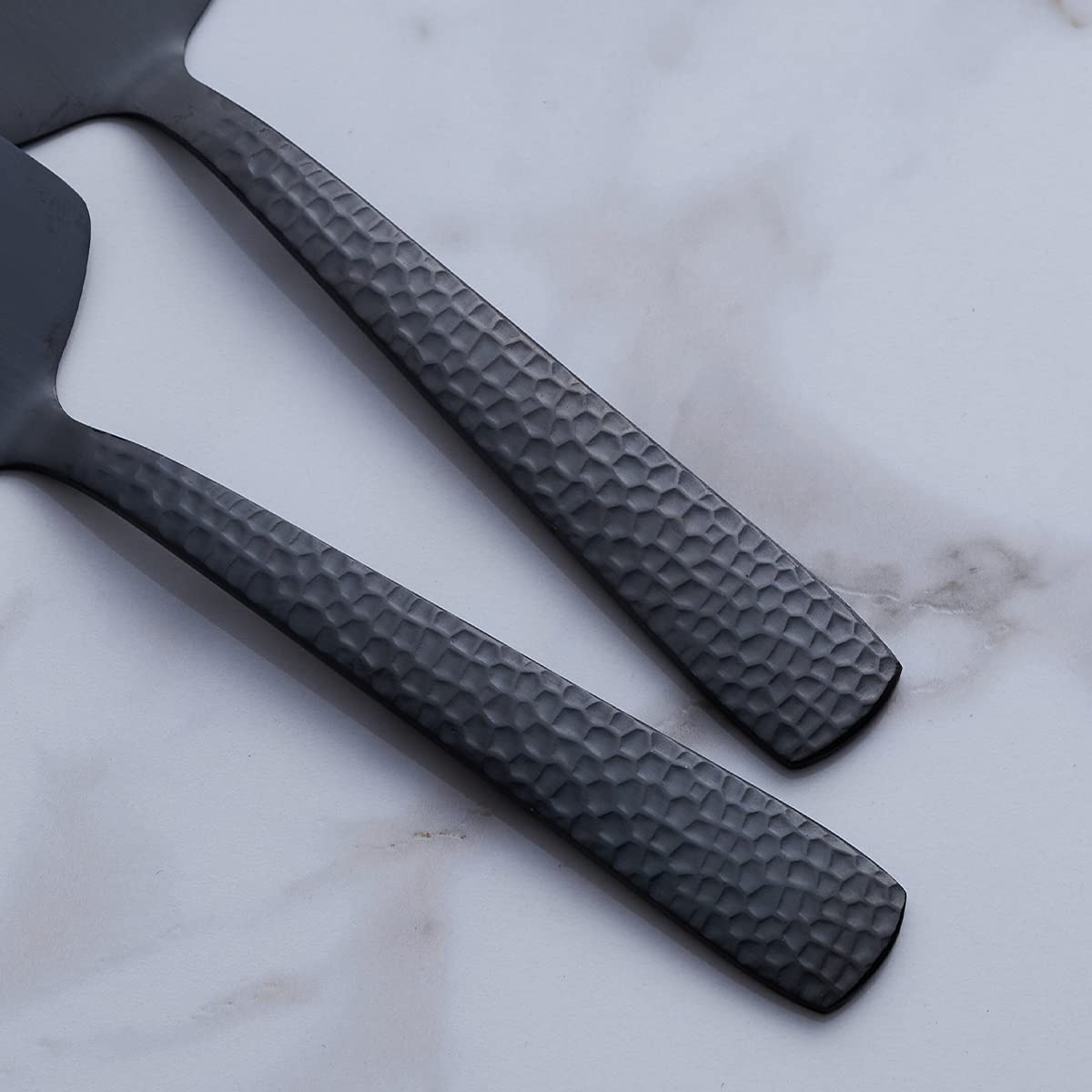 Fullyware Matte Black Cake Pie Server, 9.4-Inch Stainless Steel Heavy Duty Pizza Spatula, Satin Finish, Set Of 3