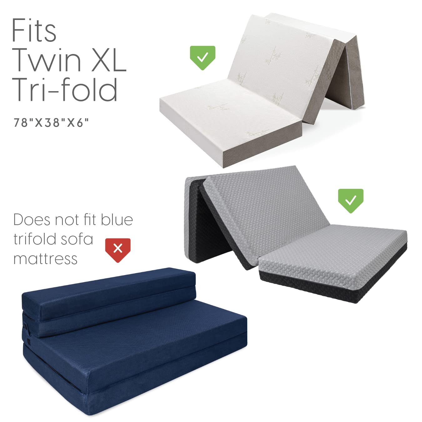 Milliard Carry Case For The Tri-Folding Memory Foam Mattress 6 Inch Twin Xl Size (78'' X 38'' X 6'') (Mattress Not Included)
