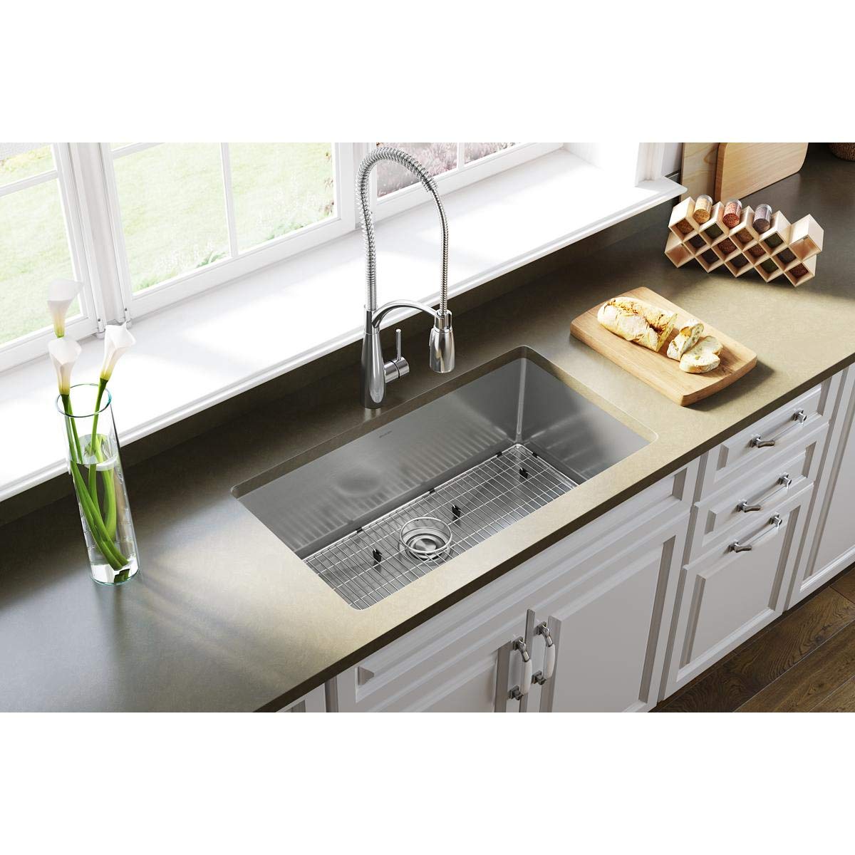 Elkay Crosstown 16 Gauge Stainless Steel 32-1/2'' x 18'' x 10''  Single Bowl Undermount Sink Kit