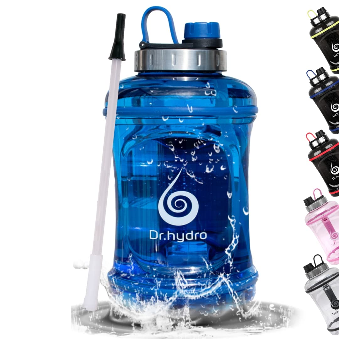Dr.Hydro 1 Gallon Water Bottle With Straw  Large Bpafree Sports Jug | Big Silicone Handle | Leak Proof Gym Lid For Fitness Goa