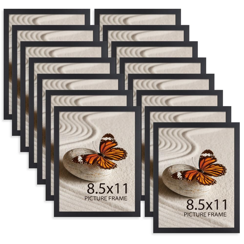 Memory Island 8.5X11 Photo Frames For Wall And Tabletop Display, 8.5 By 11 Brown Picture Frames With Hd Plexiglass, Set Of 15