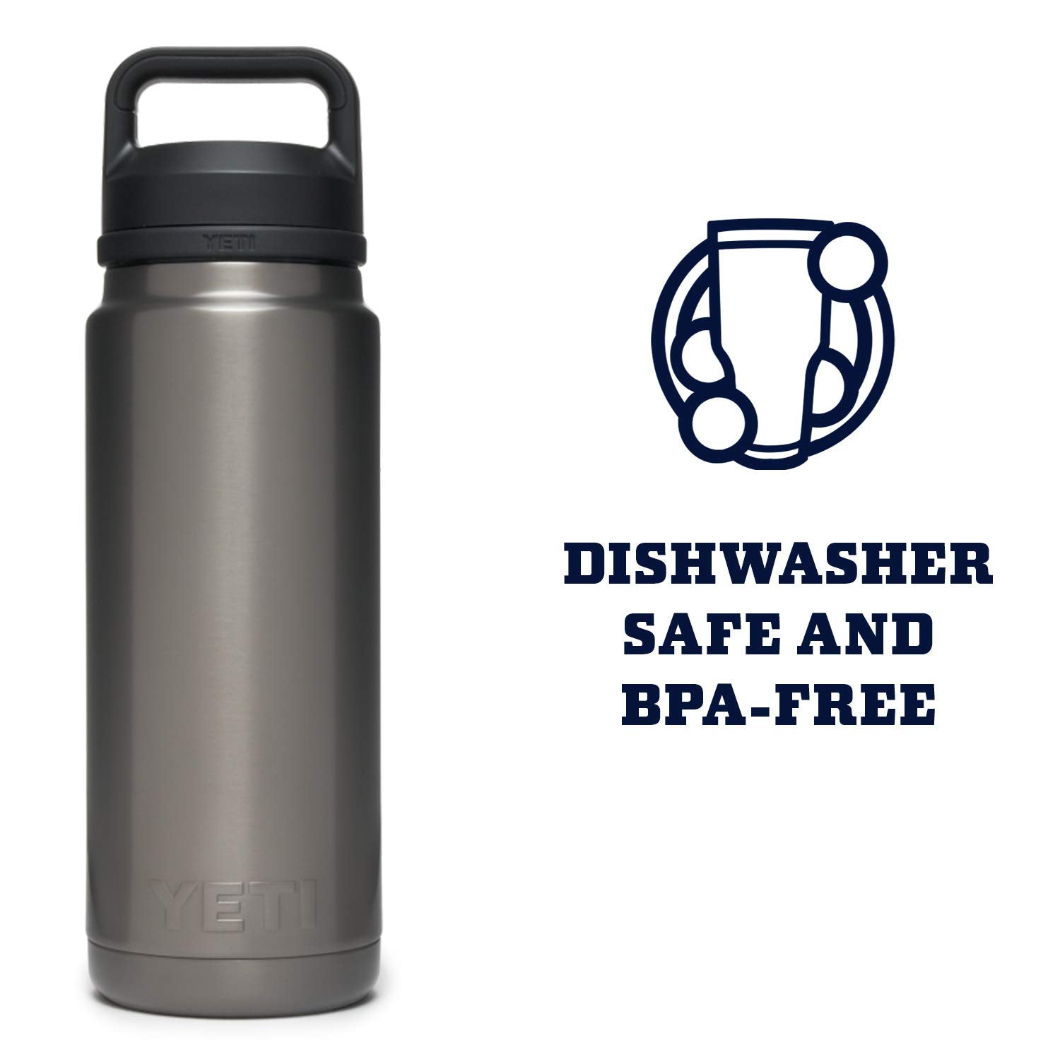 YETI Rambler 26 oz Bottle, Leakproof, Vacuum Insulated, Stainless Steel with Chug Cap, Graphite