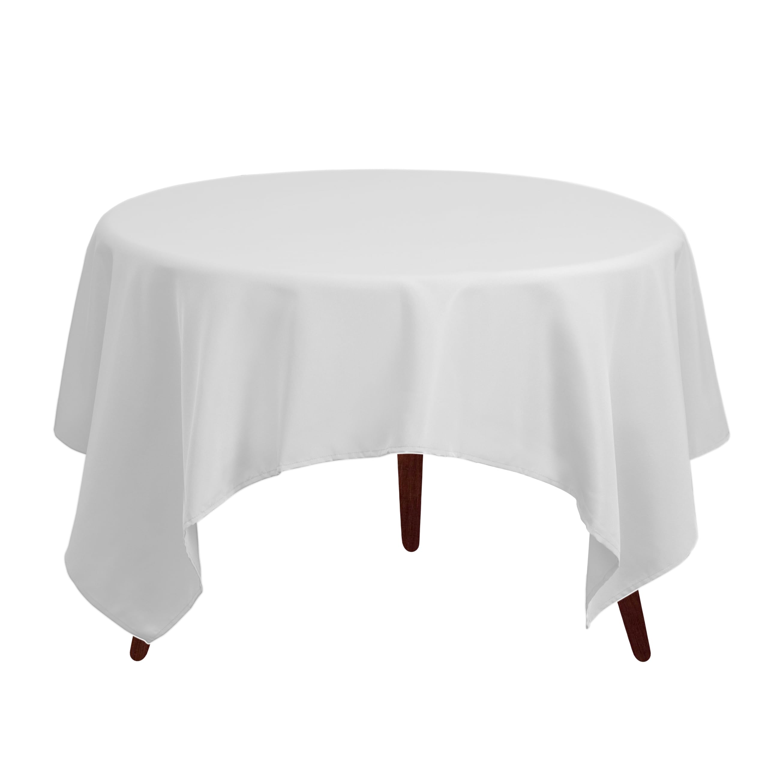 Gee Di Moda Square Tablecloth - 70 x 70 Inch White Table Cloth for Medium Square or Round Tables - Heavy Duty Washable Fabric -
