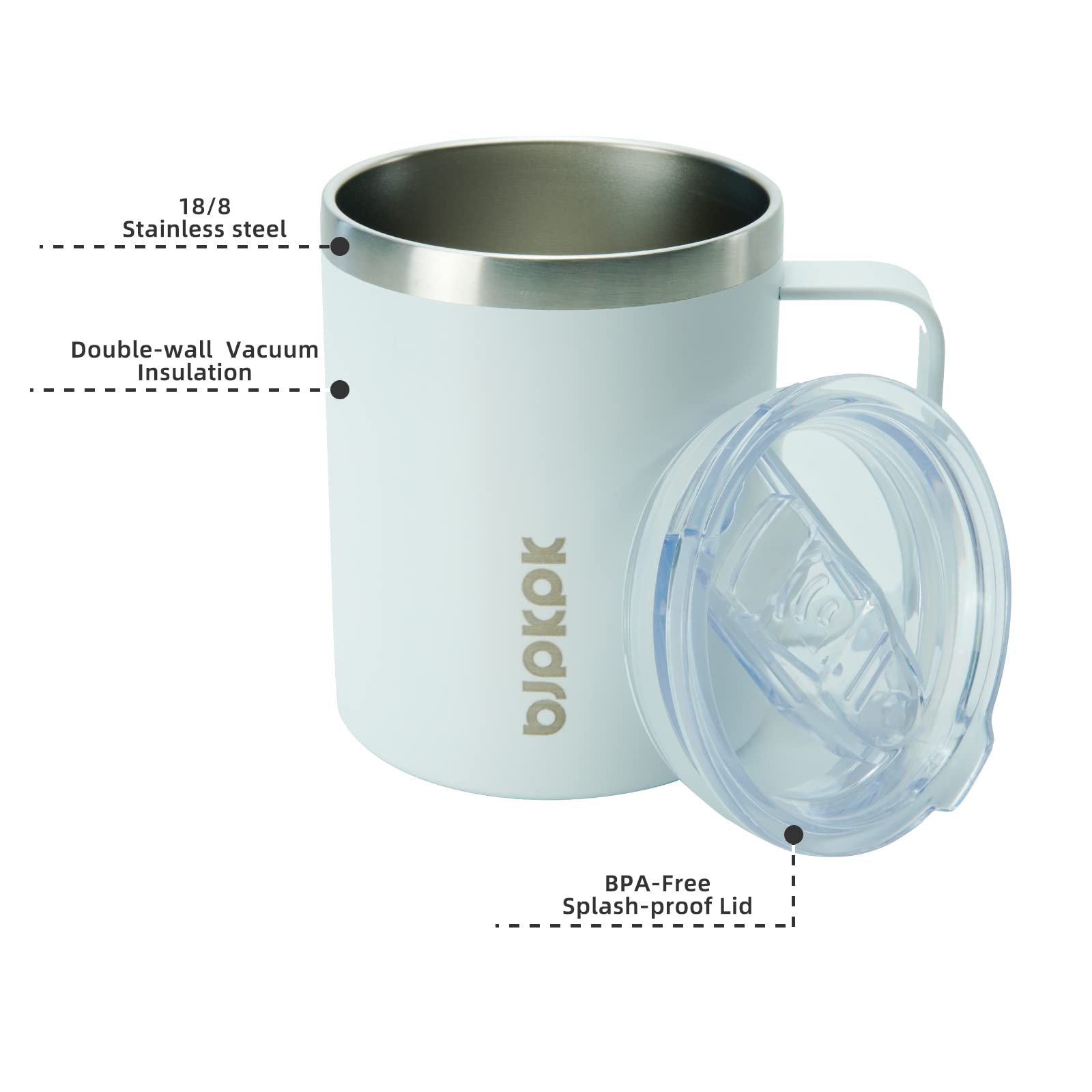 Bjpkpk 2 Pcs Insulated Coffee Mug, 14Oz Insulated Coffee Mug With Lid, Stainless Steel Insulated Coffee Mug With Splash Proof Li