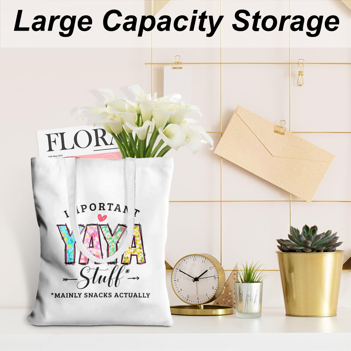 Grandma Gifts Yaya Tote Bag From Granddaughter Beach Bag Book Shopping Reusable Grocery Bags For Women Female Granny Nana Grandm